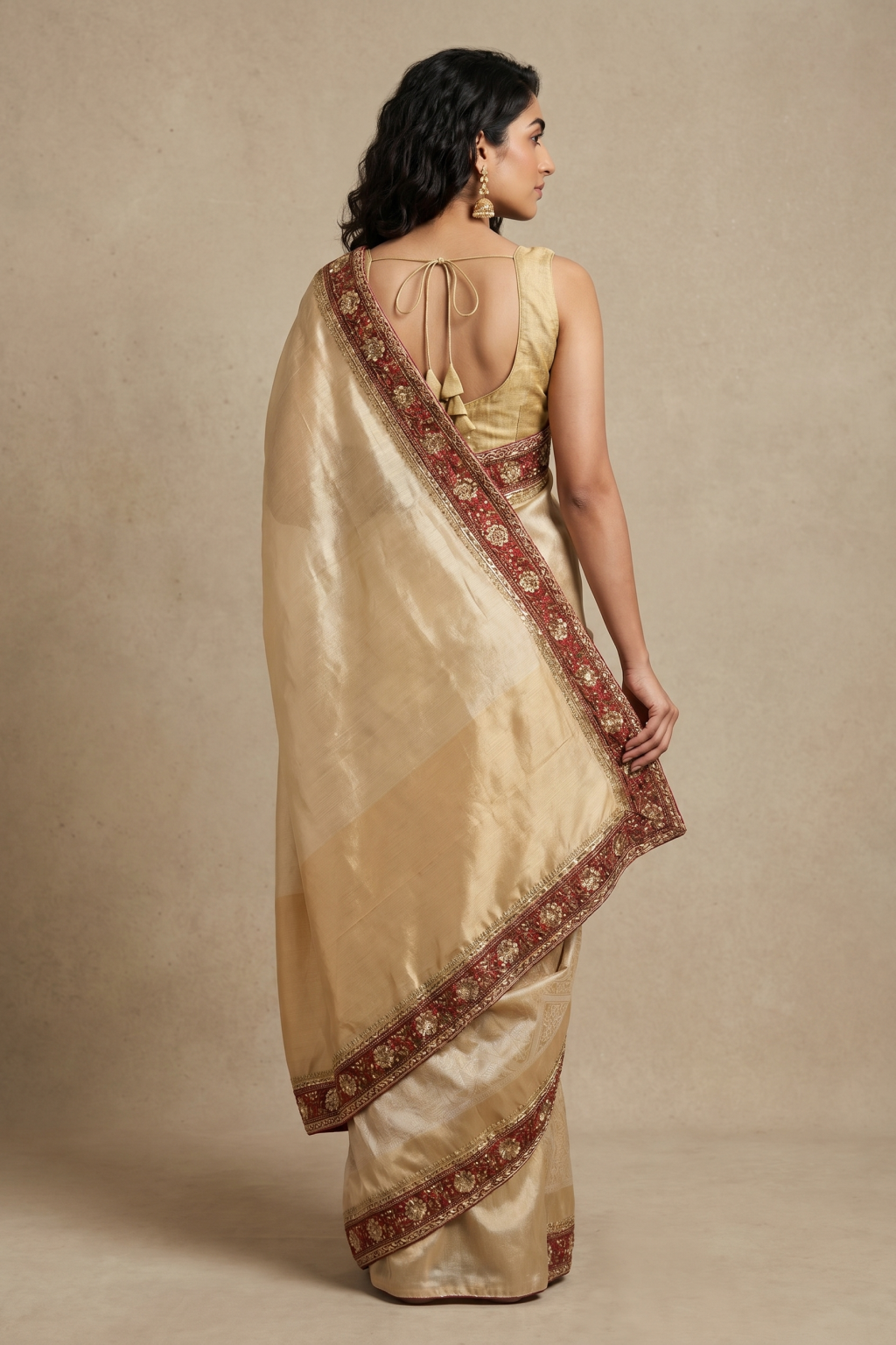 Ivory Banarasi Georgette Saree