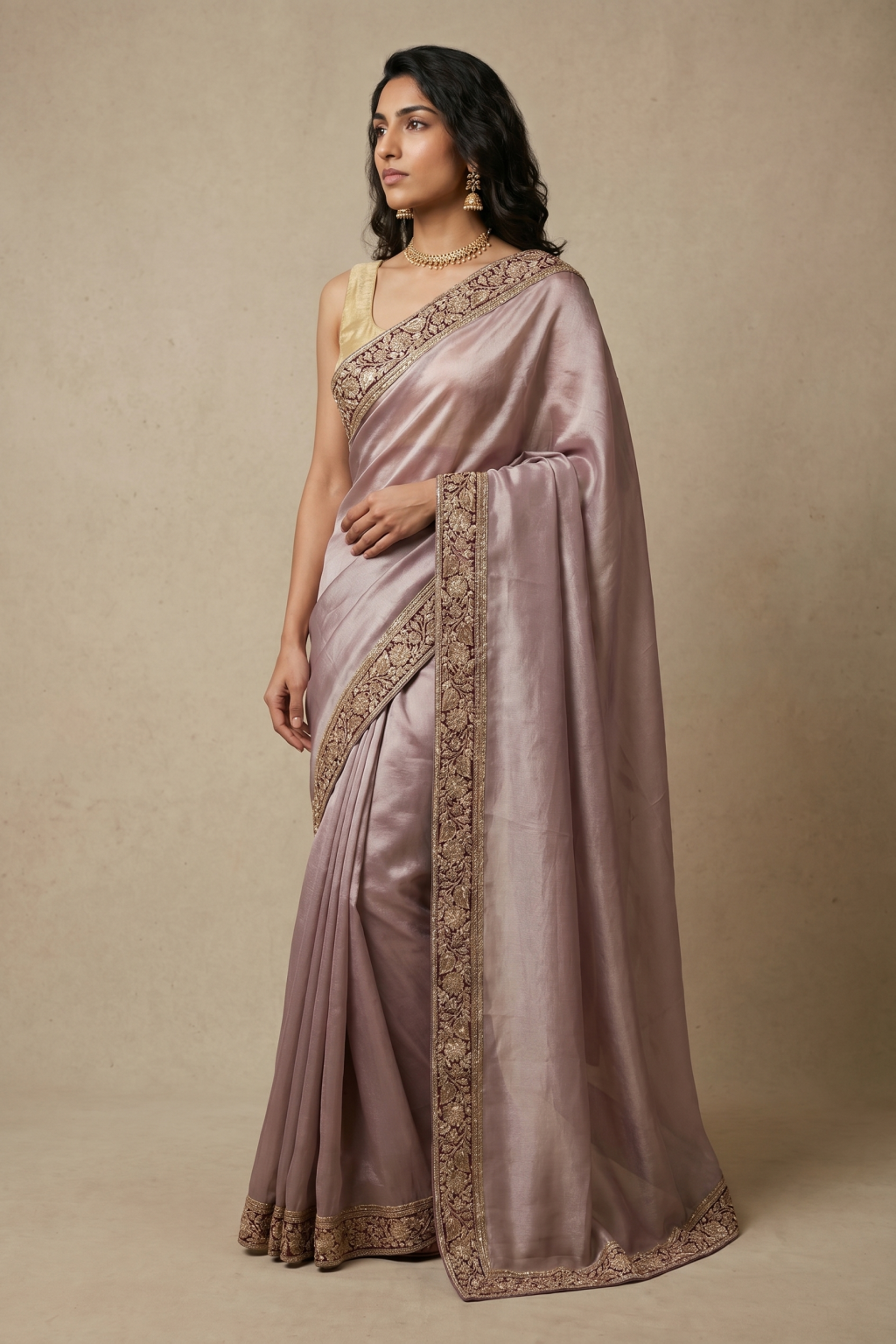 Lilac Banaras Handloom Tissue Saree