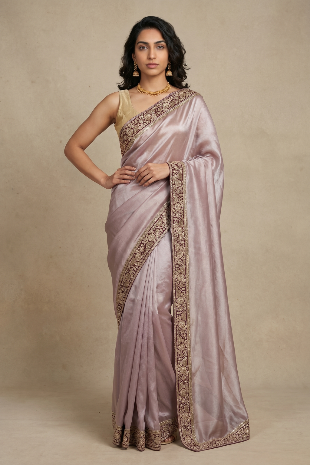 Lilac Banaras Handloom Tissue Saree