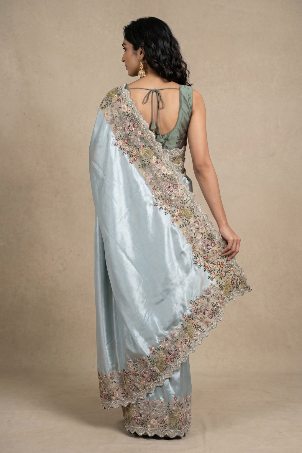 Sea Blue Banarasi Handloom Tissue Saree
