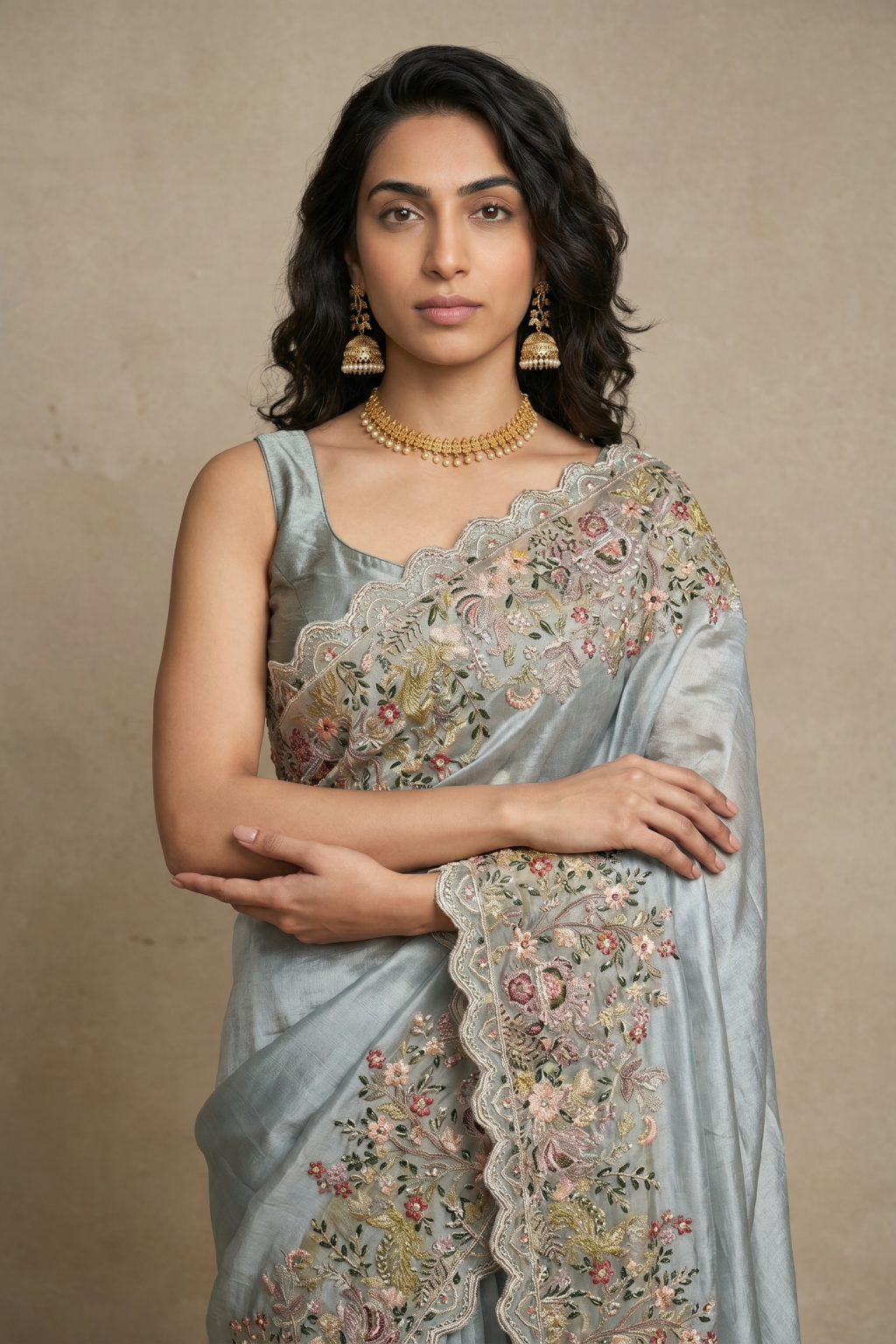 Sea Blue Banarasi Handloom Tissue Saree