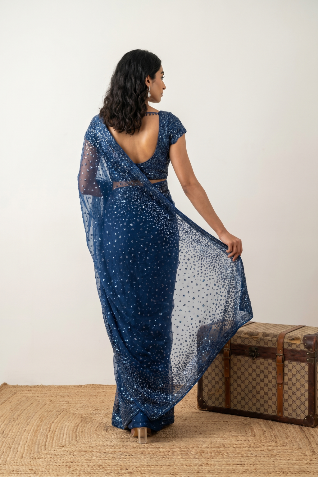 Ink Blue Net Saree