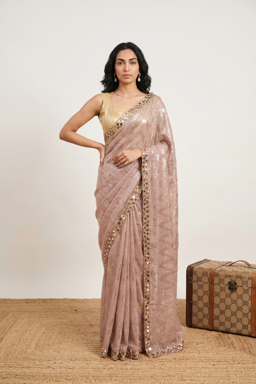 Onion Pink Georgette Saree