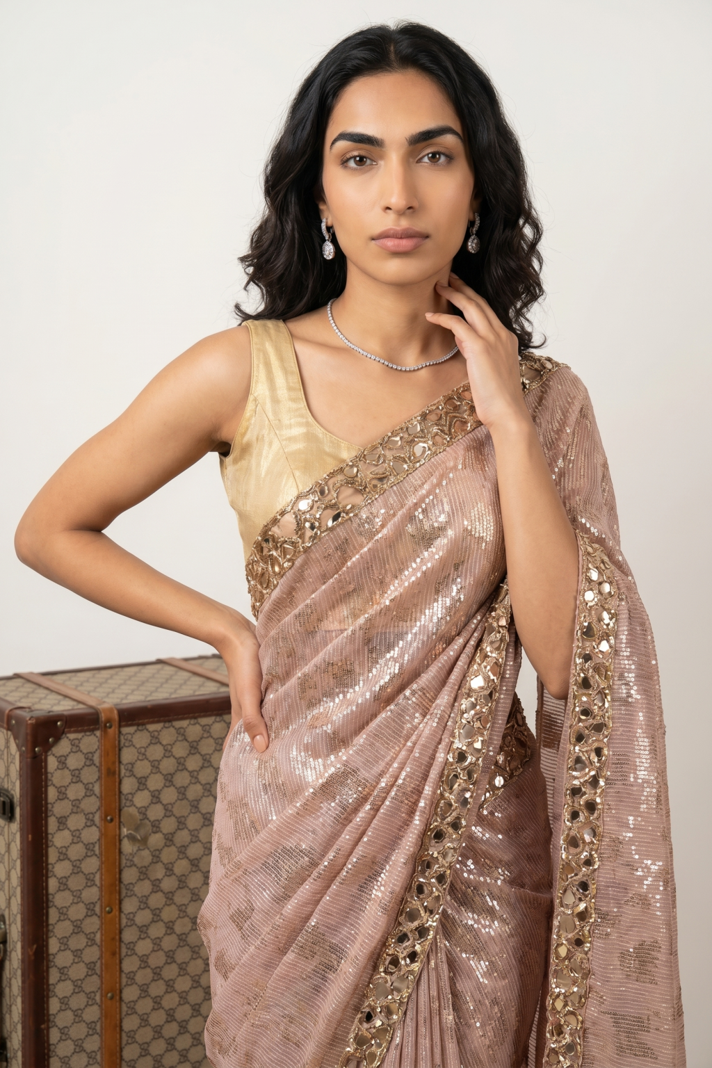 Onion Pink Georgette Saree