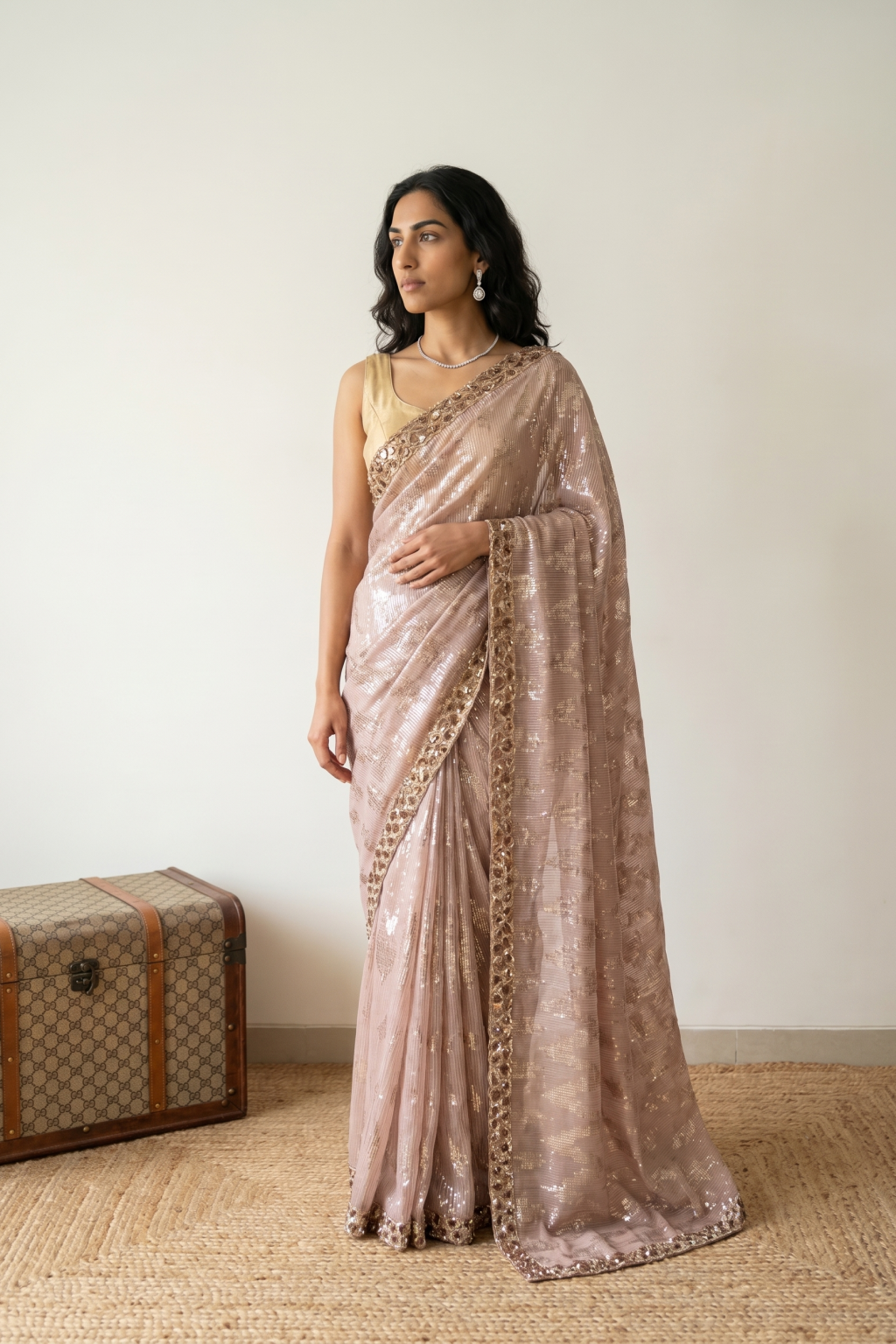 Onion Pink Georgette Saree