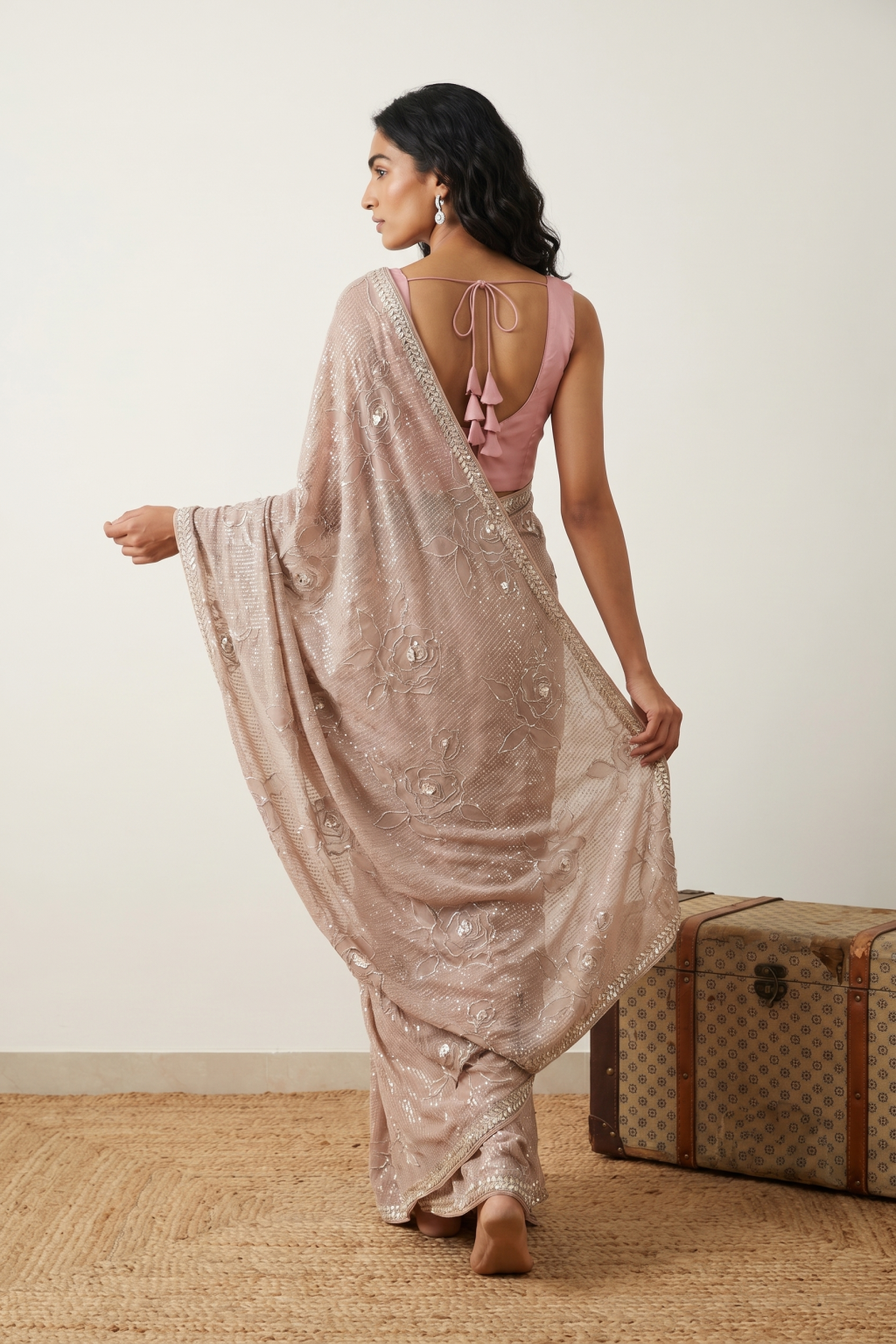 Onion Pink Georgette Saree