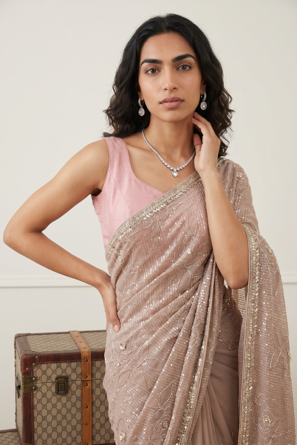 Onion Pink Georgette Saree