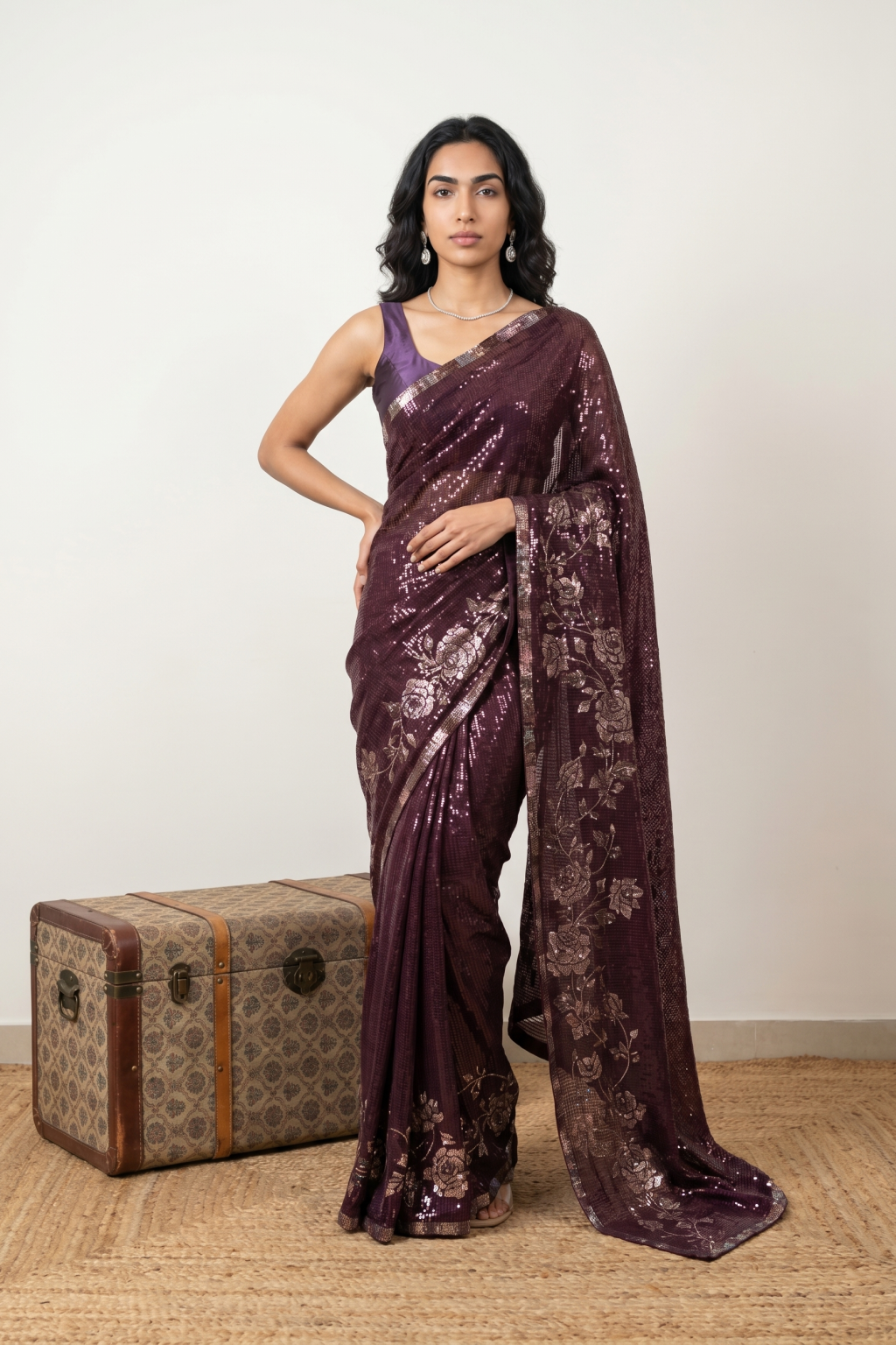 Maroon Georgette Saree
