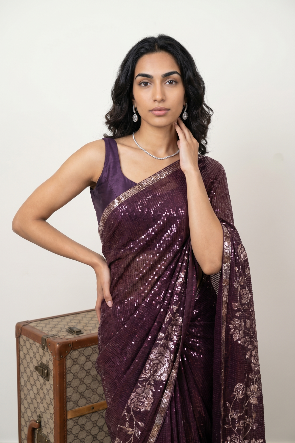 Maroon Georgette Saree