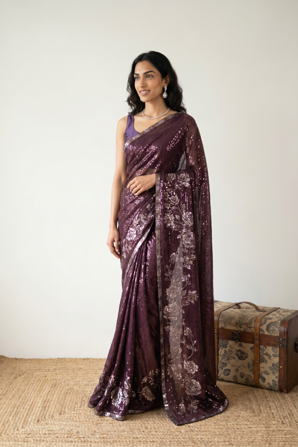 Maroon Georgette Saree