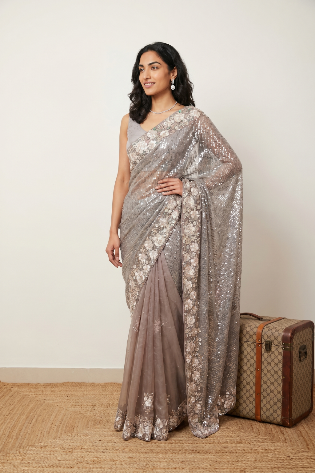 Onion Pink Net Saree