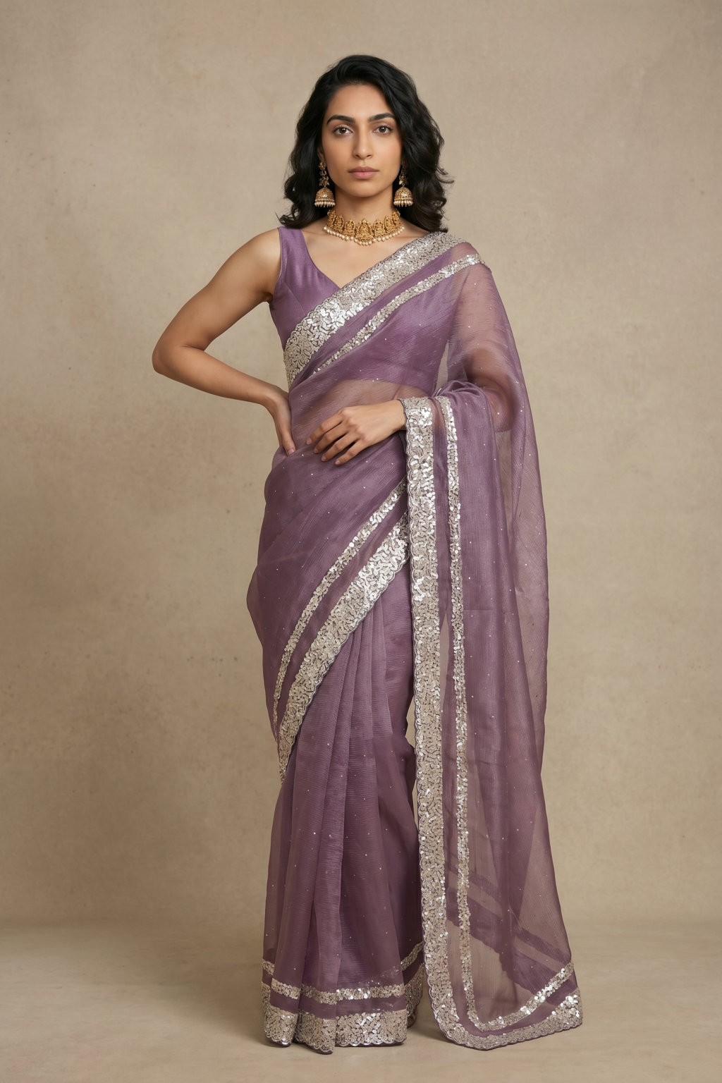 Lavender Crush Tissue Saree