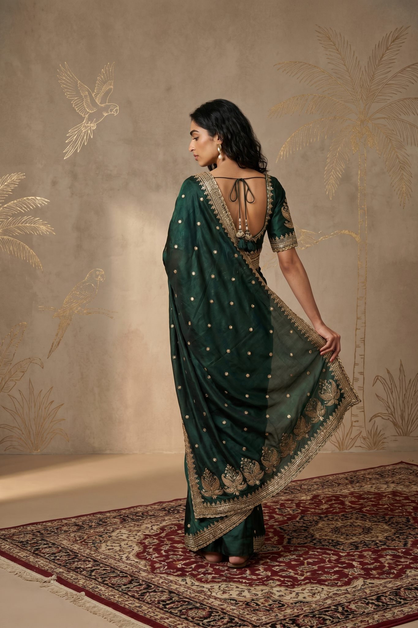 Bottle Green Handloom Silk Saree