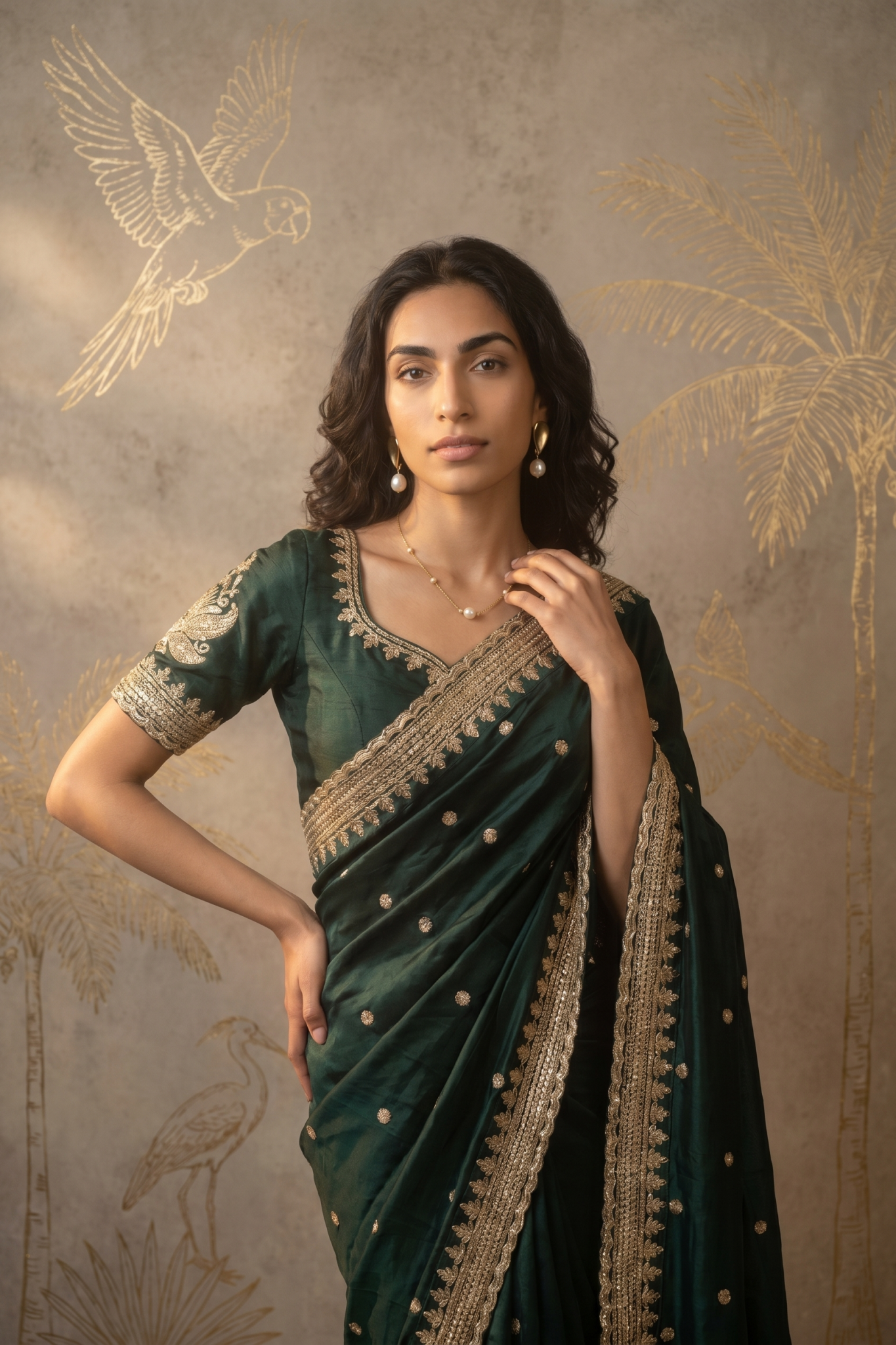 Bottle Green Handloom Silk Saree