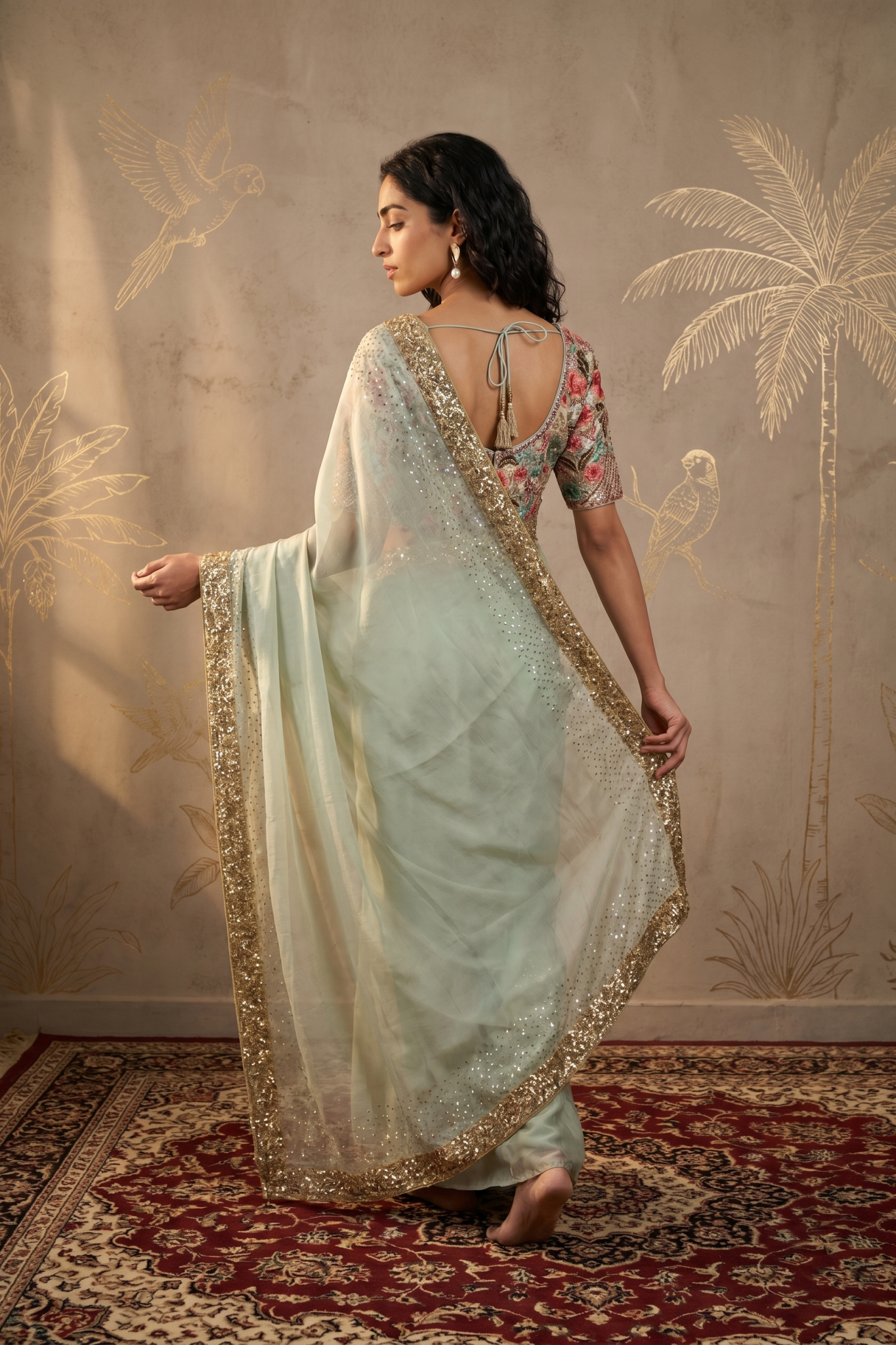 Light Green Satin Saree