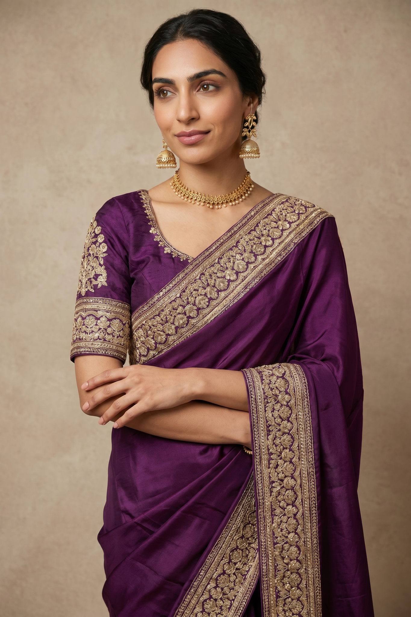 Royal Purple Satin Saree