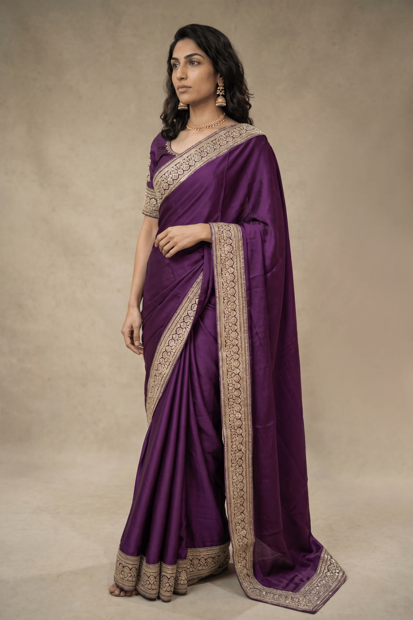 Royal Purple Satin Saree