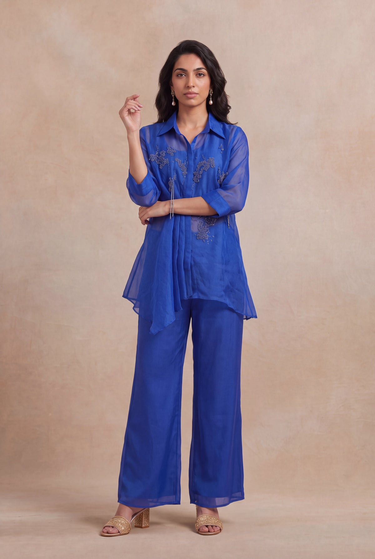 Royal Blue Organza Co-ord Set