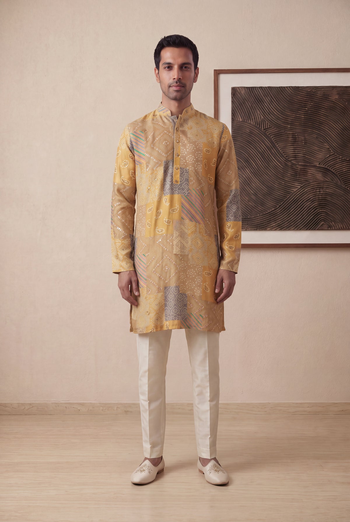 Mustard Yellow Chanderi Silk Kurta Set