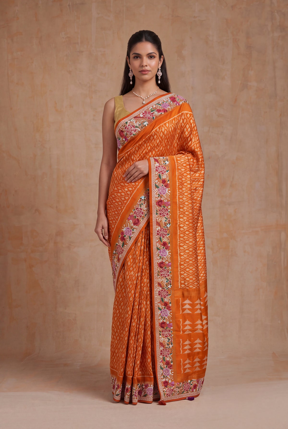 Orange Patola Silk Saree