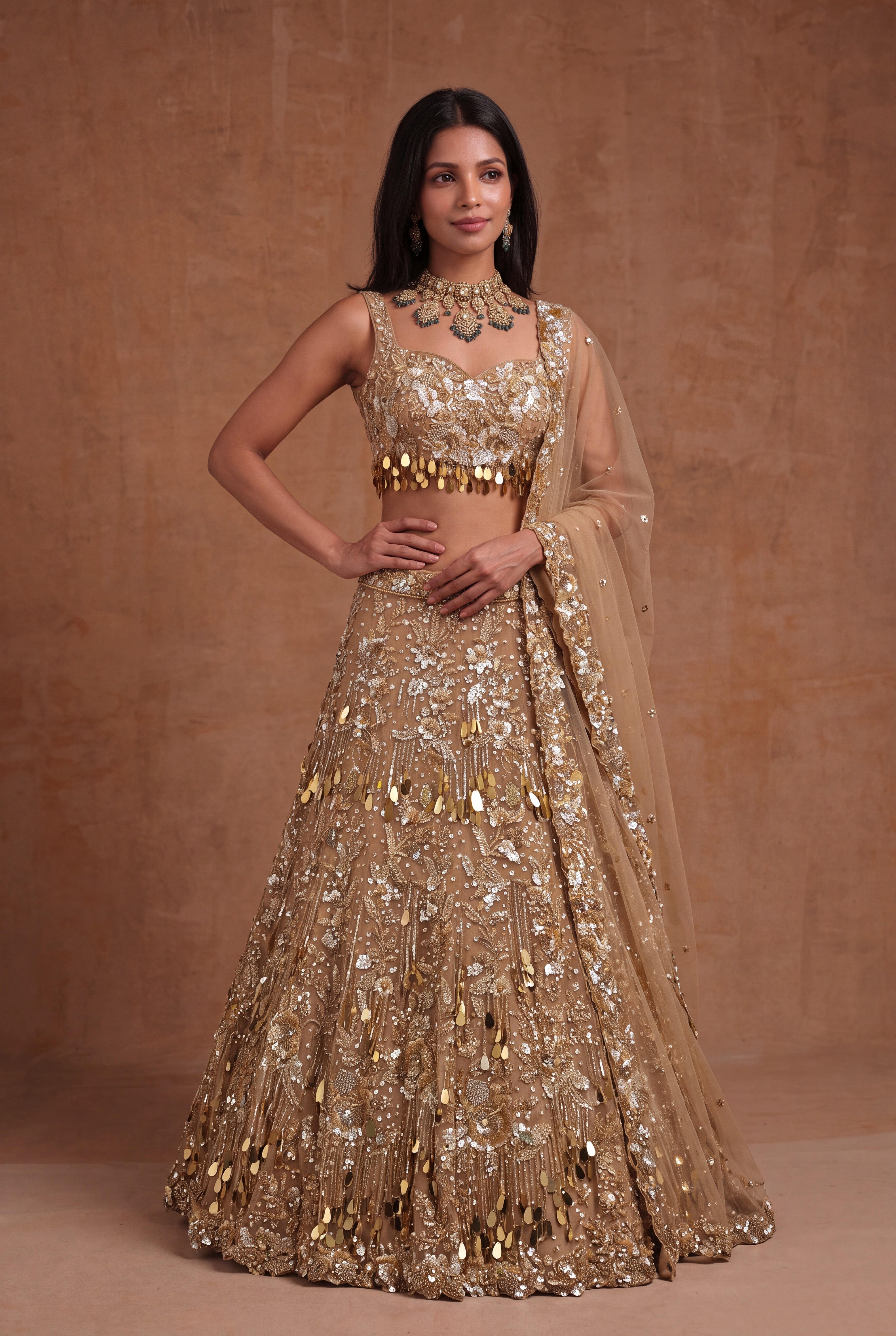 Gold Net Bridal Lehenga
