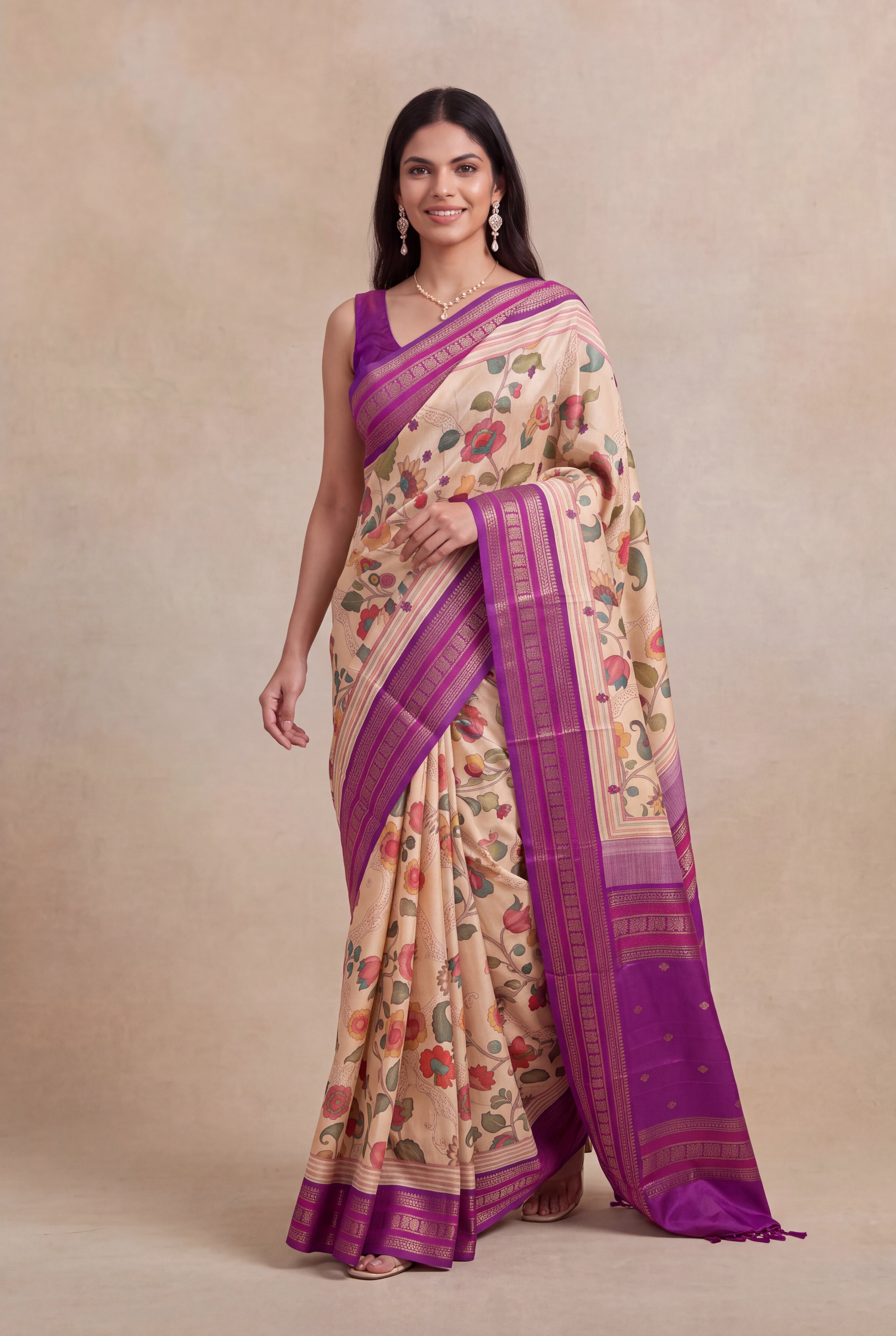 Light Peach Kanchivaram Silk Saree