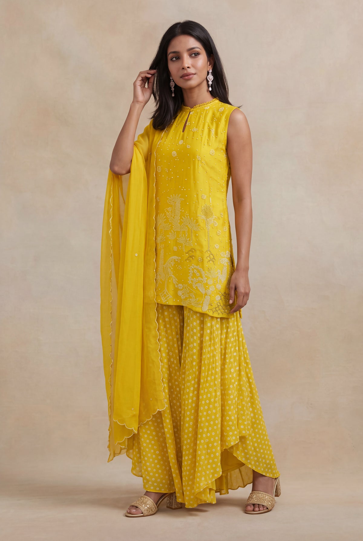 Sunshine Yellow Silk Palazzo Set