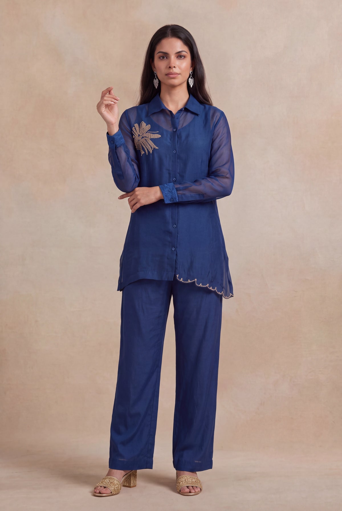 Royal Blue Organza Co-ord Set