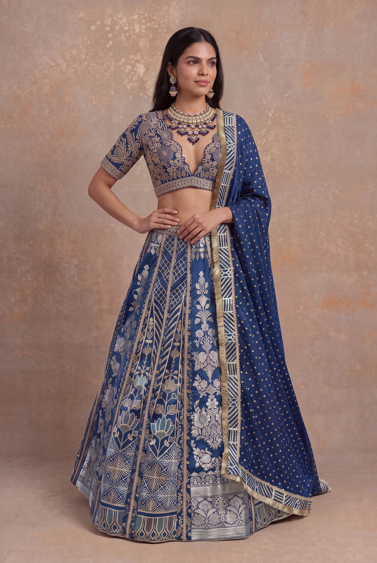 Royal Blue Banarasi Lehenga