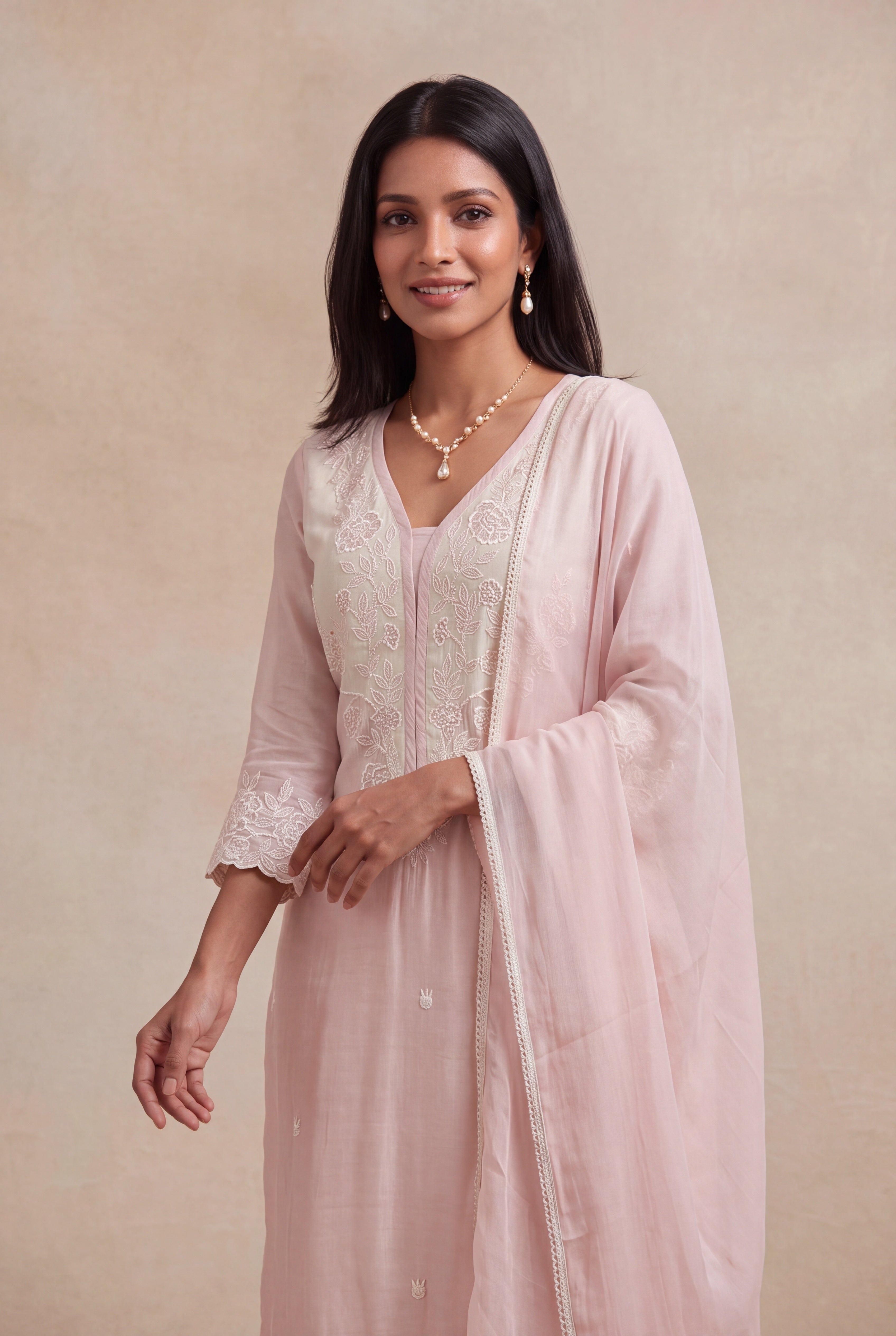 Blush Pink Mul Cotton Straight-Cut Salwar Set