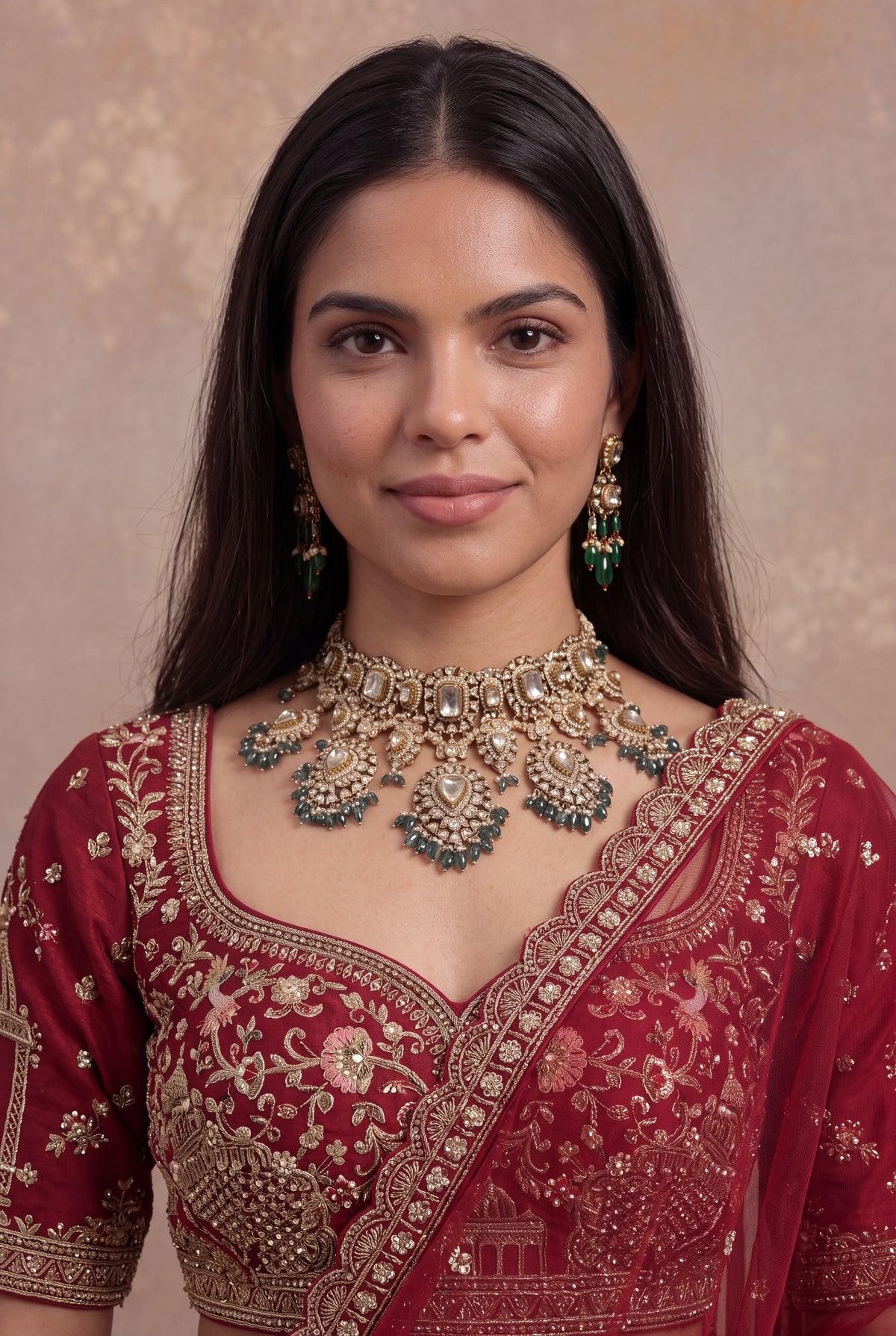 Maroon Raw Silk Lehenga Set with Thread and Cutdana Work