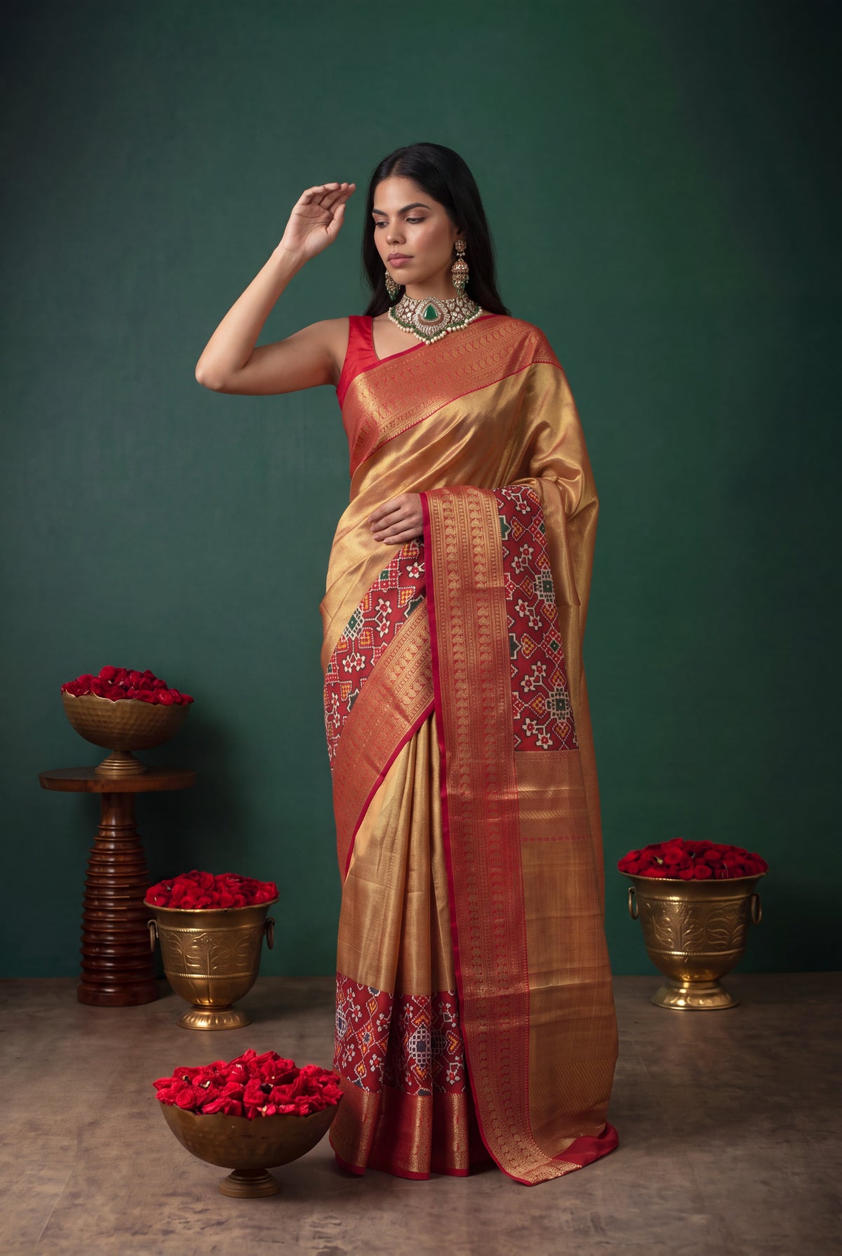 Gold Kanchivaram Tissue Silk Saree