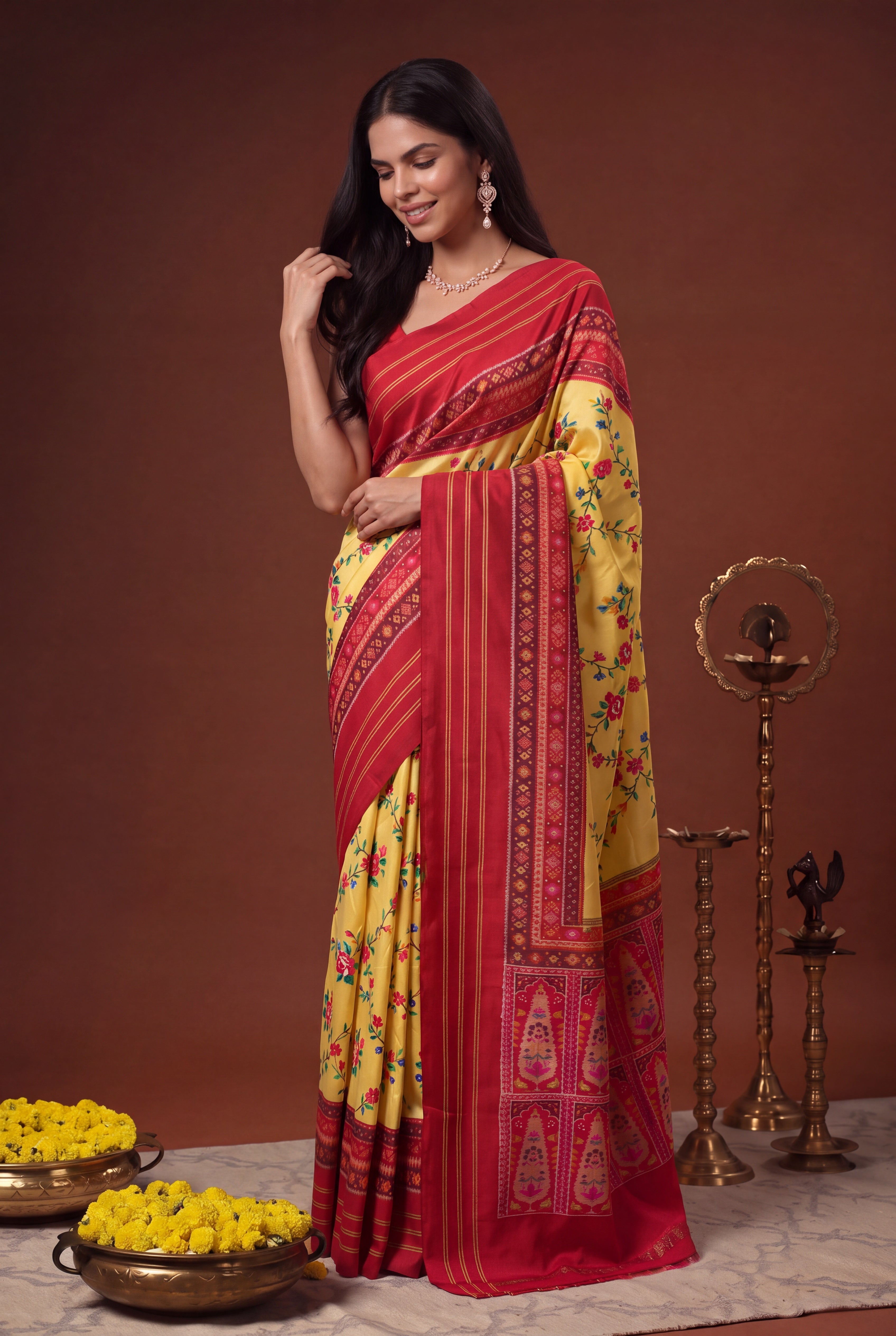 Light Yellow Patola Silk Saree