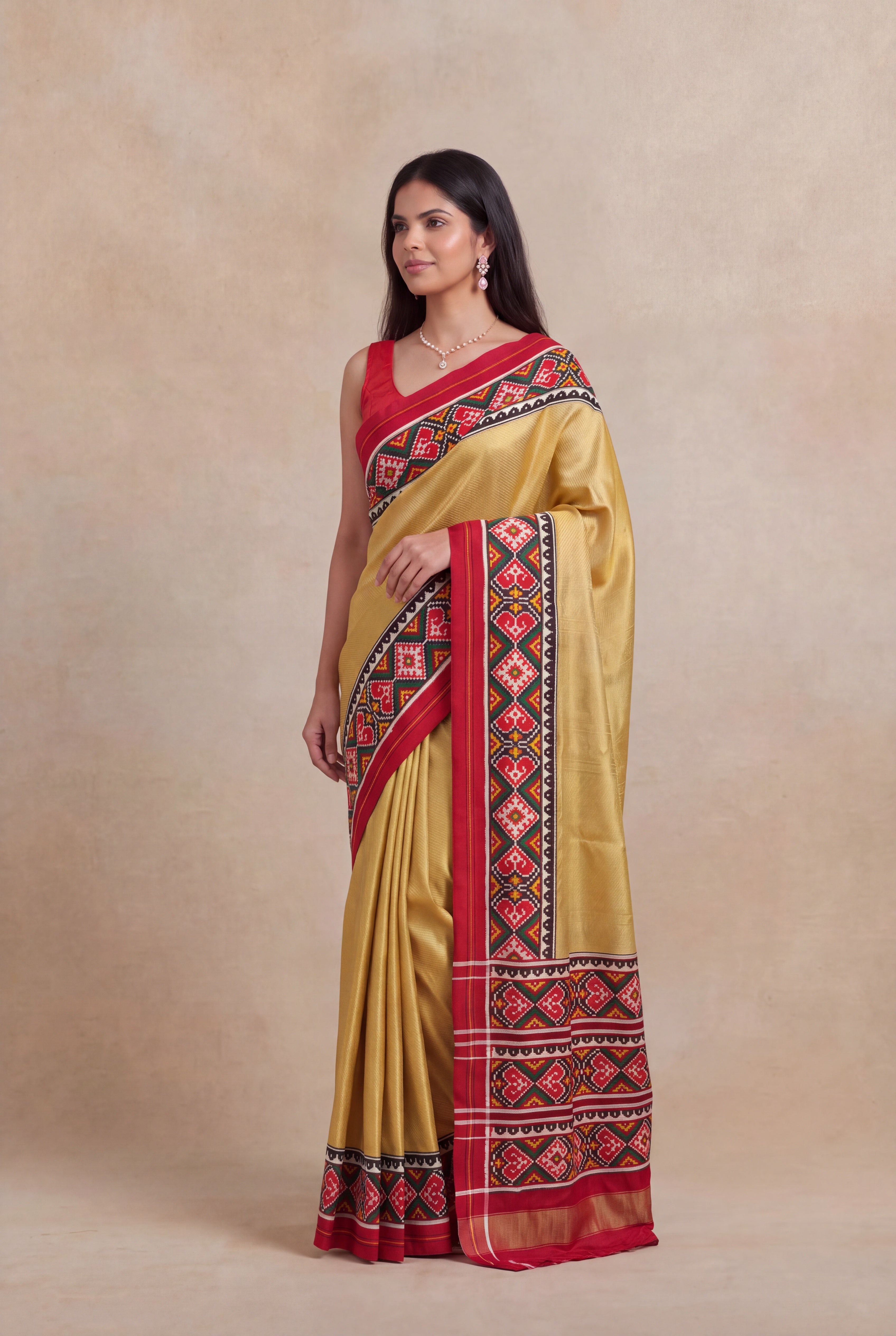 Gold Kanchivaram Silk Fusion Saree