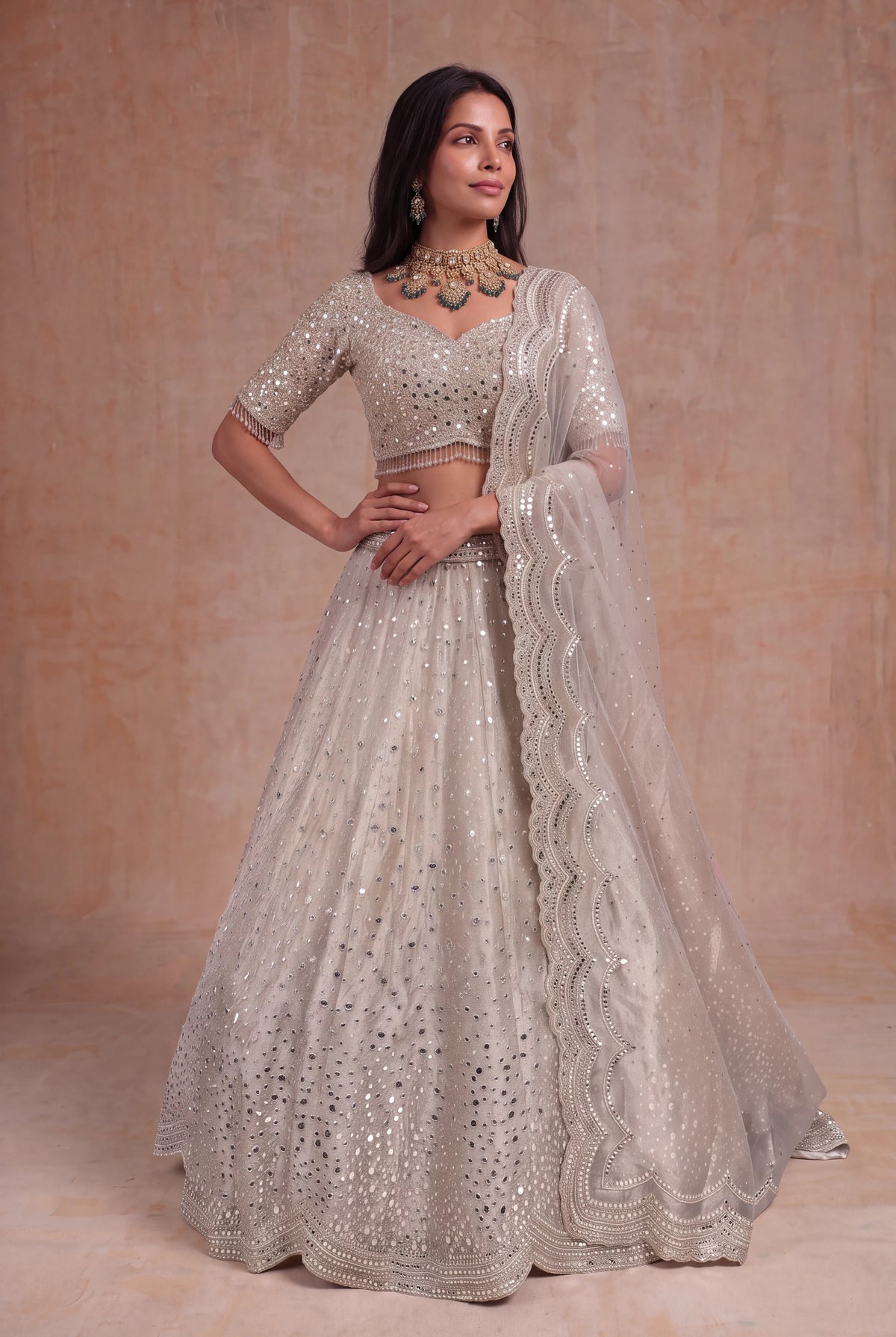 Rose Gold Tissue Lehenga