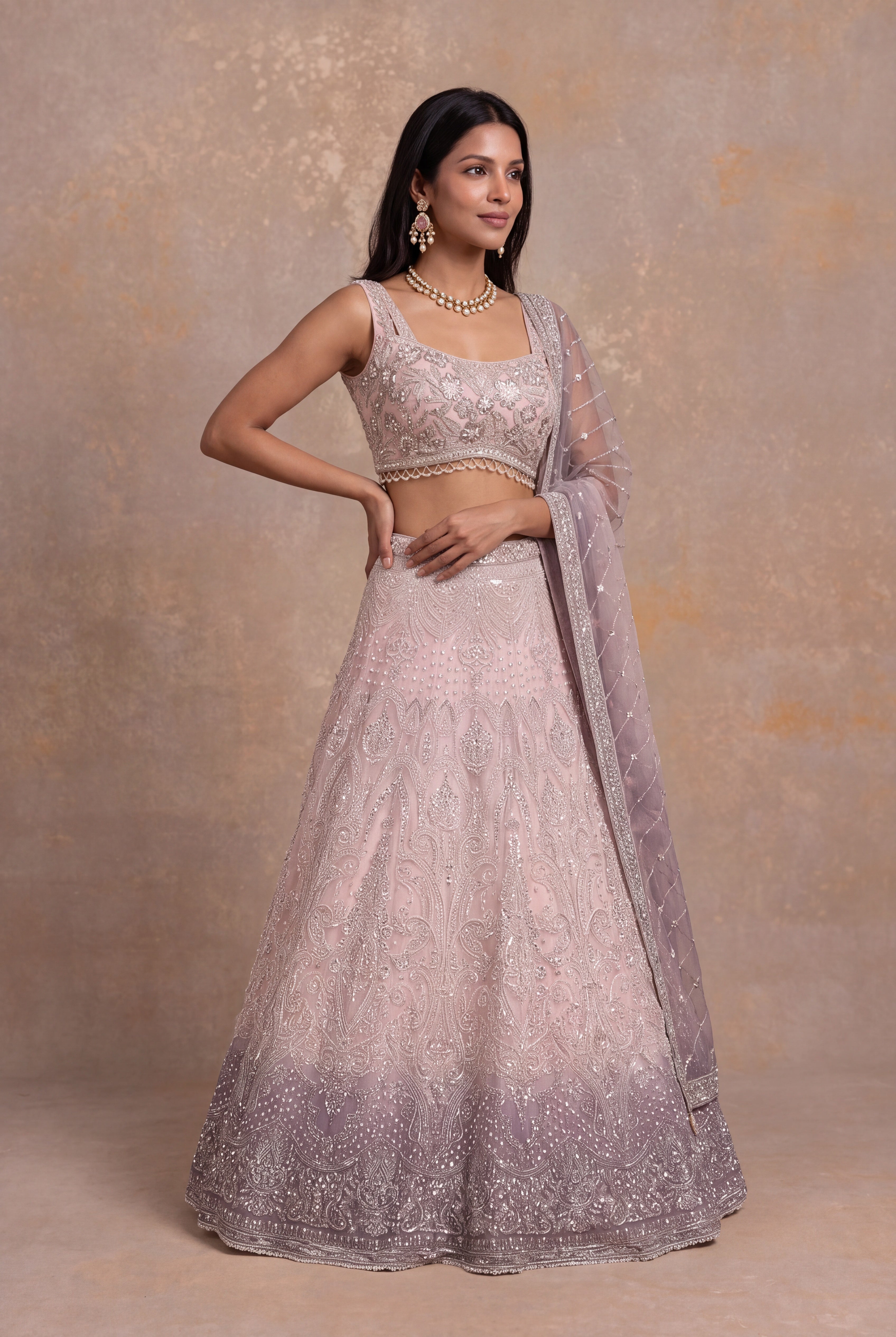 Blush Pink Georgette Lehenga