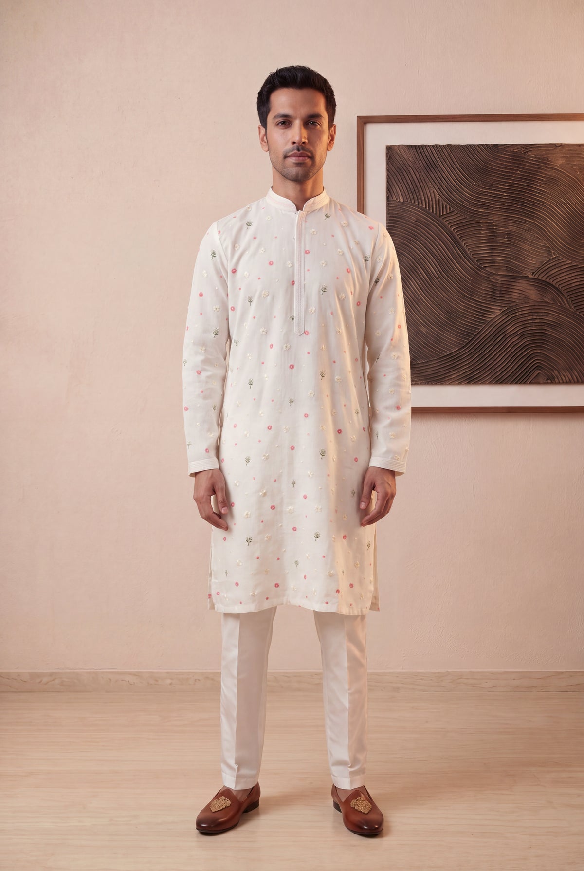 Off White Linen Kurta Set