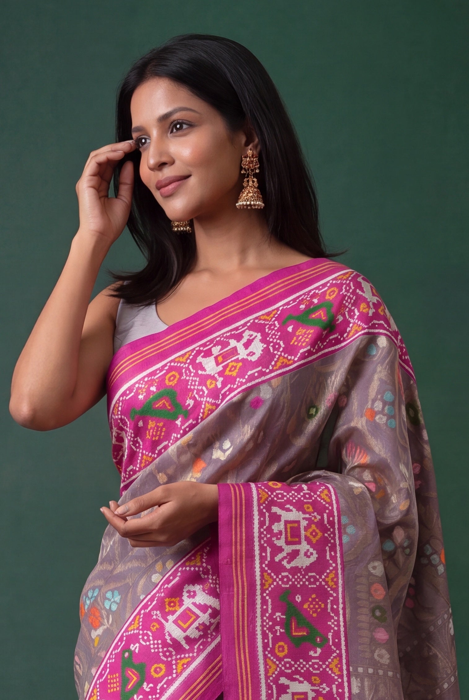 Lavender Kora Silk Saree