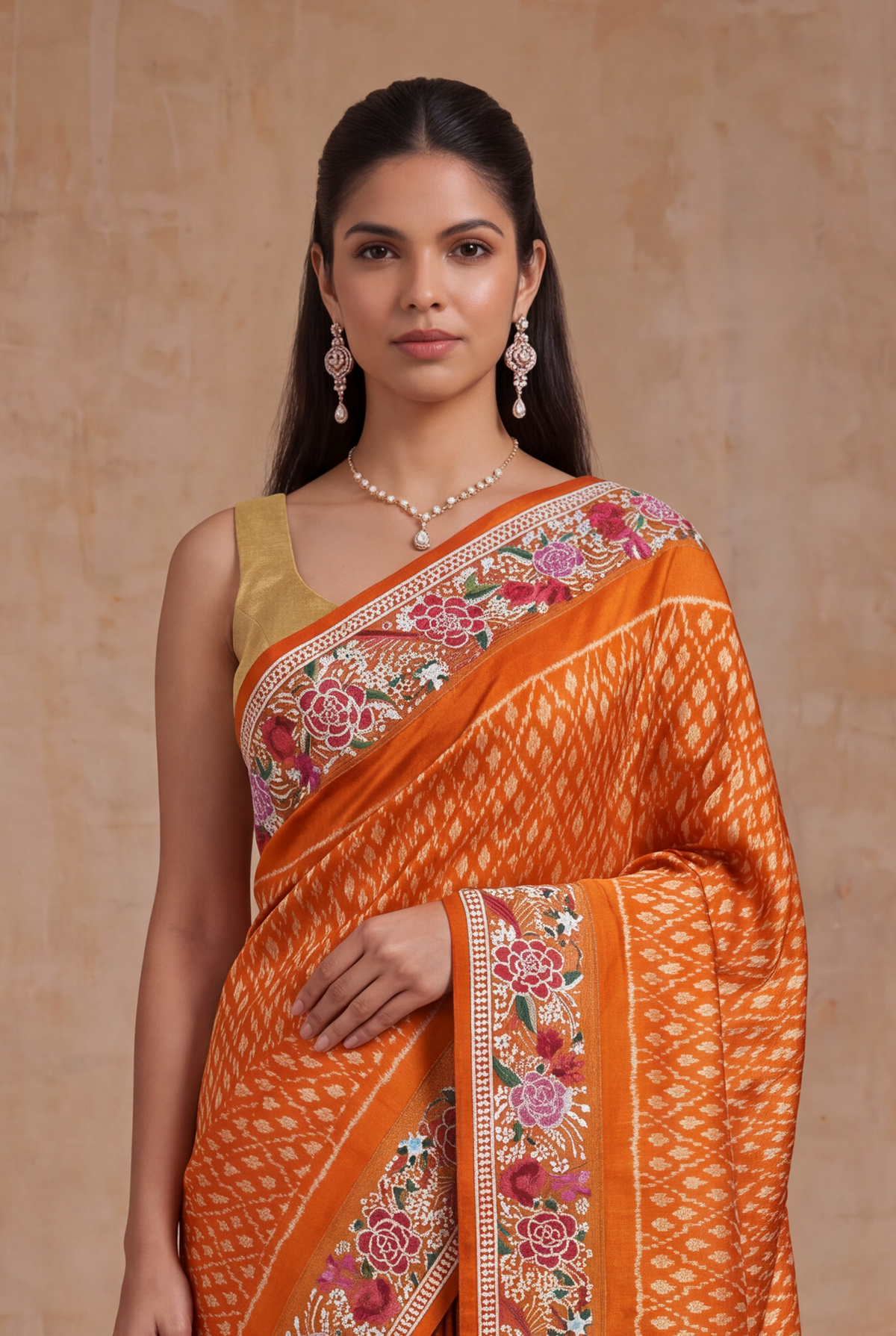 Orange Patola Silk Saree