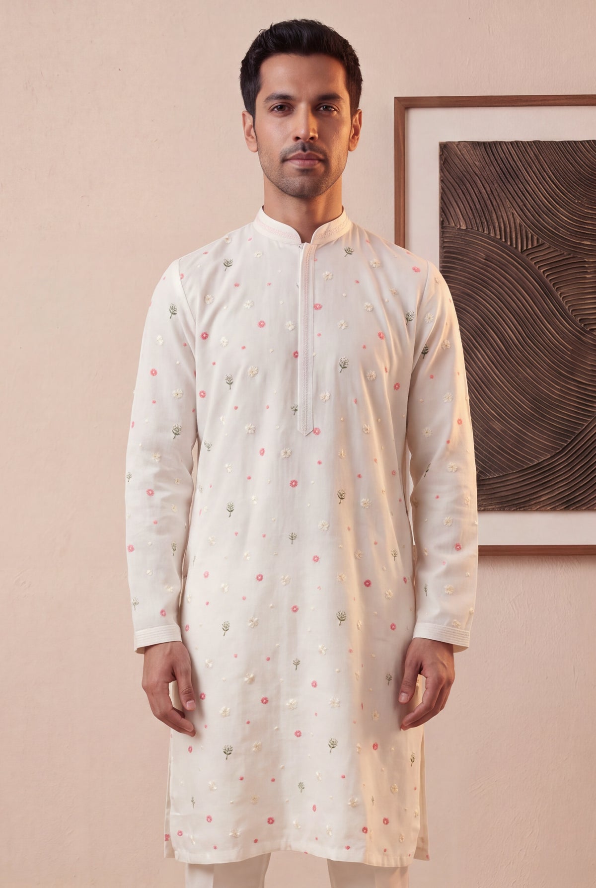 Off White Linen Kurta Set