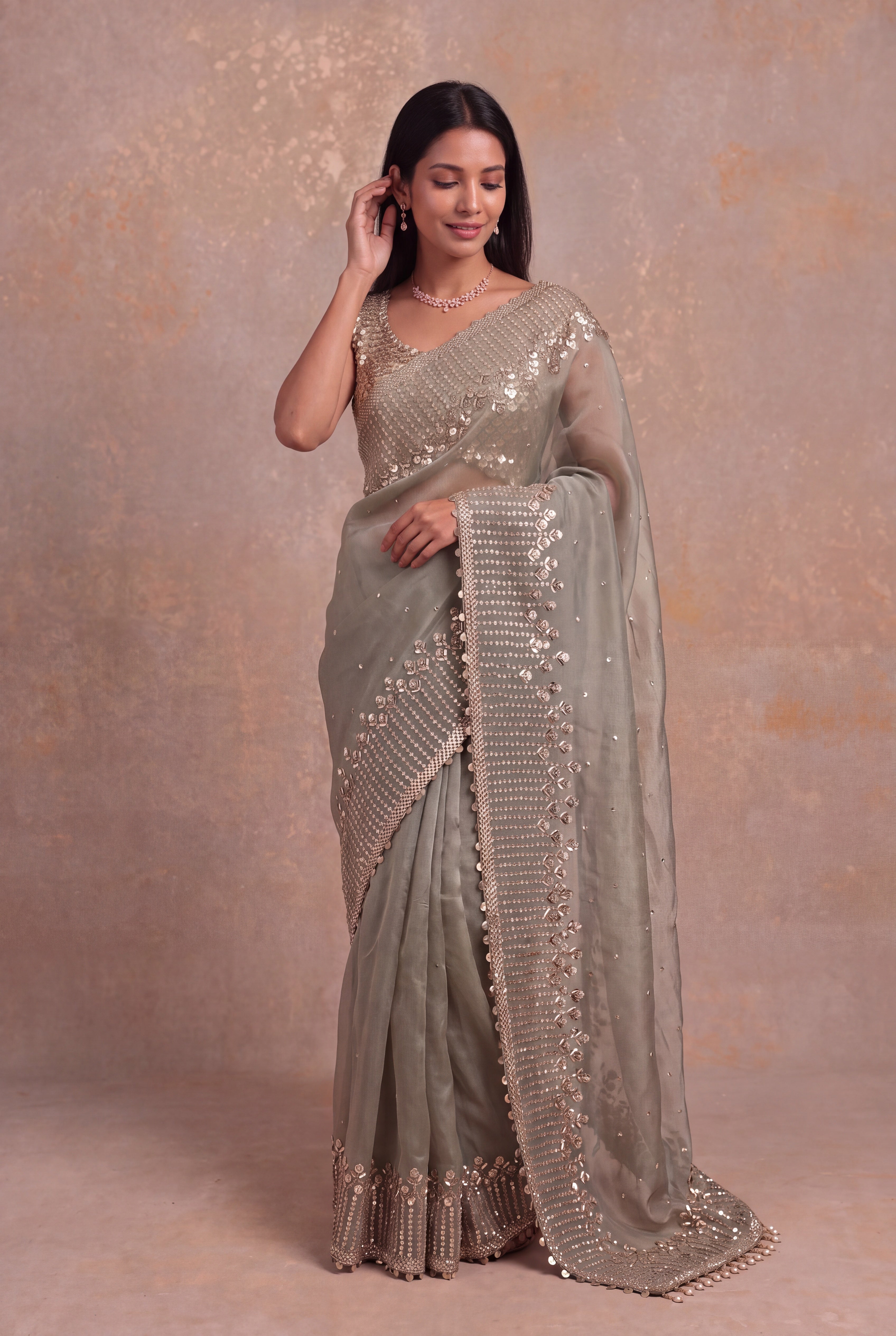 Sage Green Organza Saree