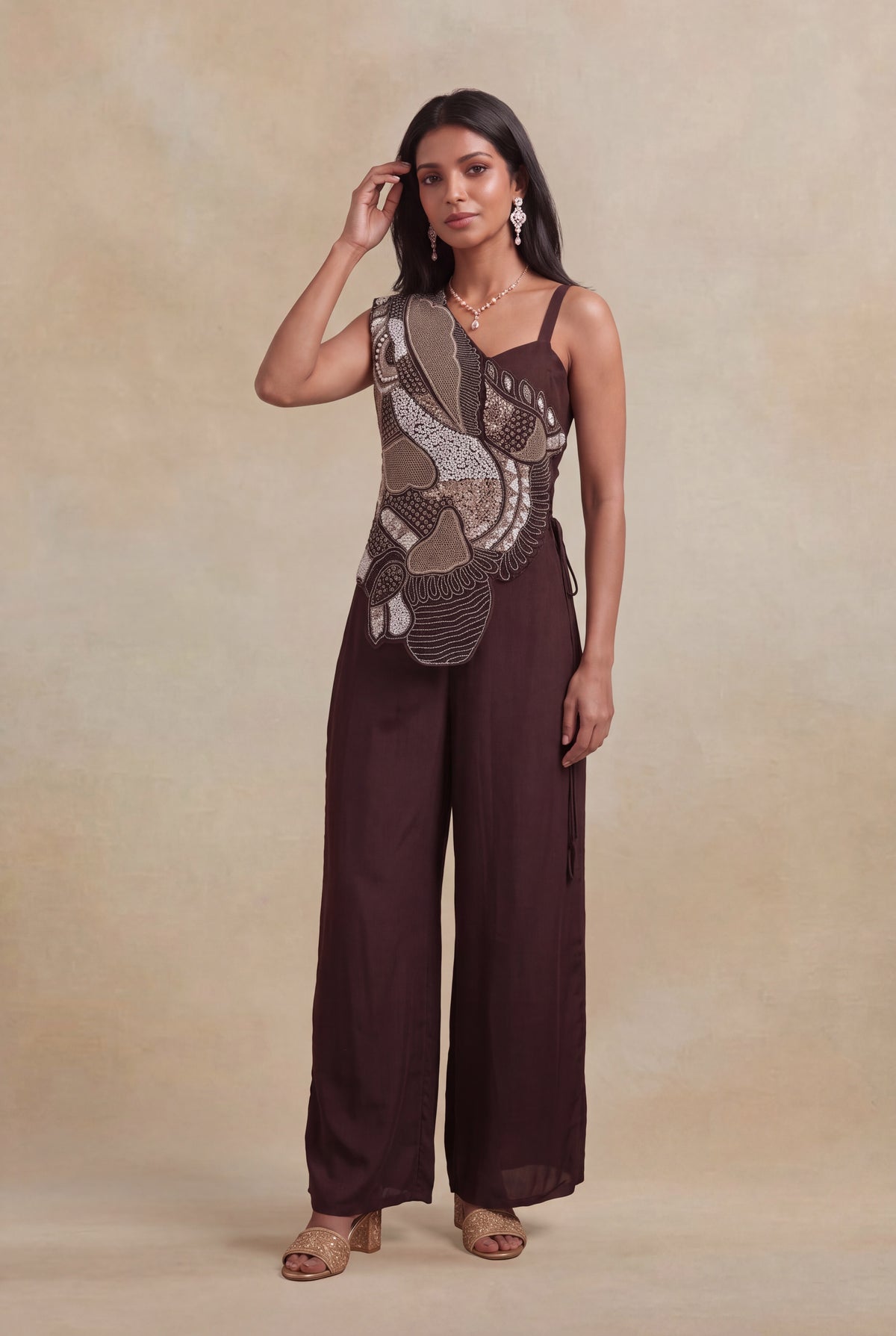 Chocolate Brown Crepe Jumpsuit