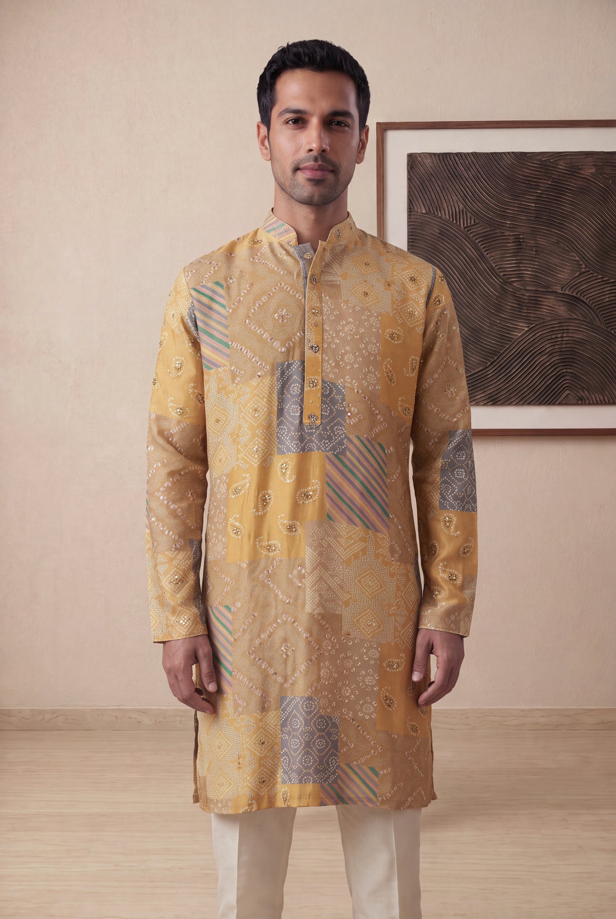 Mustard Yellow Chanderi Silk Kurta Set