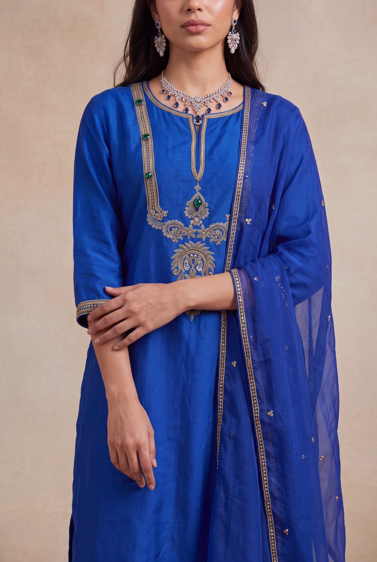 Royal Blue Silk Salwar Set