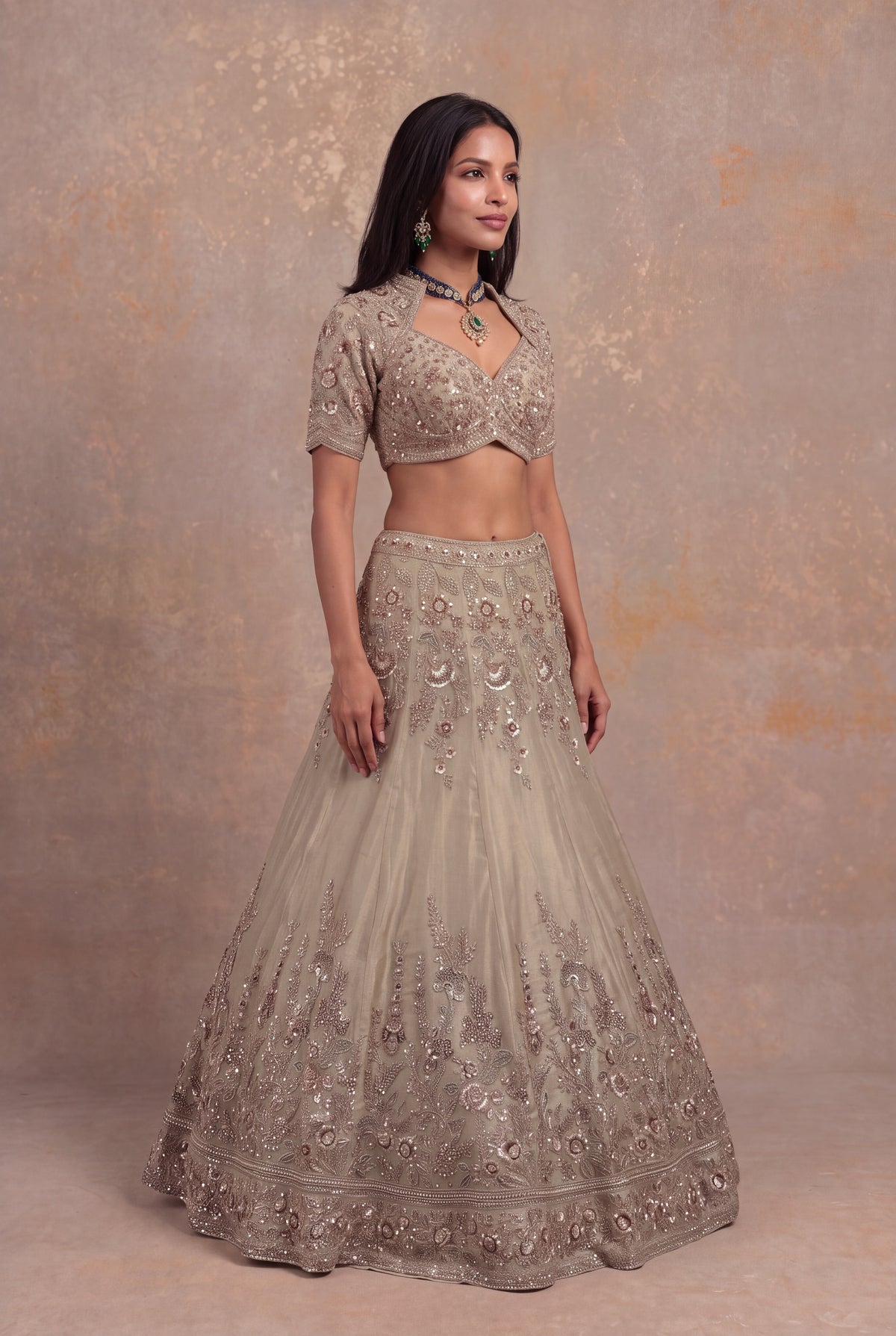 Champagne Shimmer Tissue Lehenga