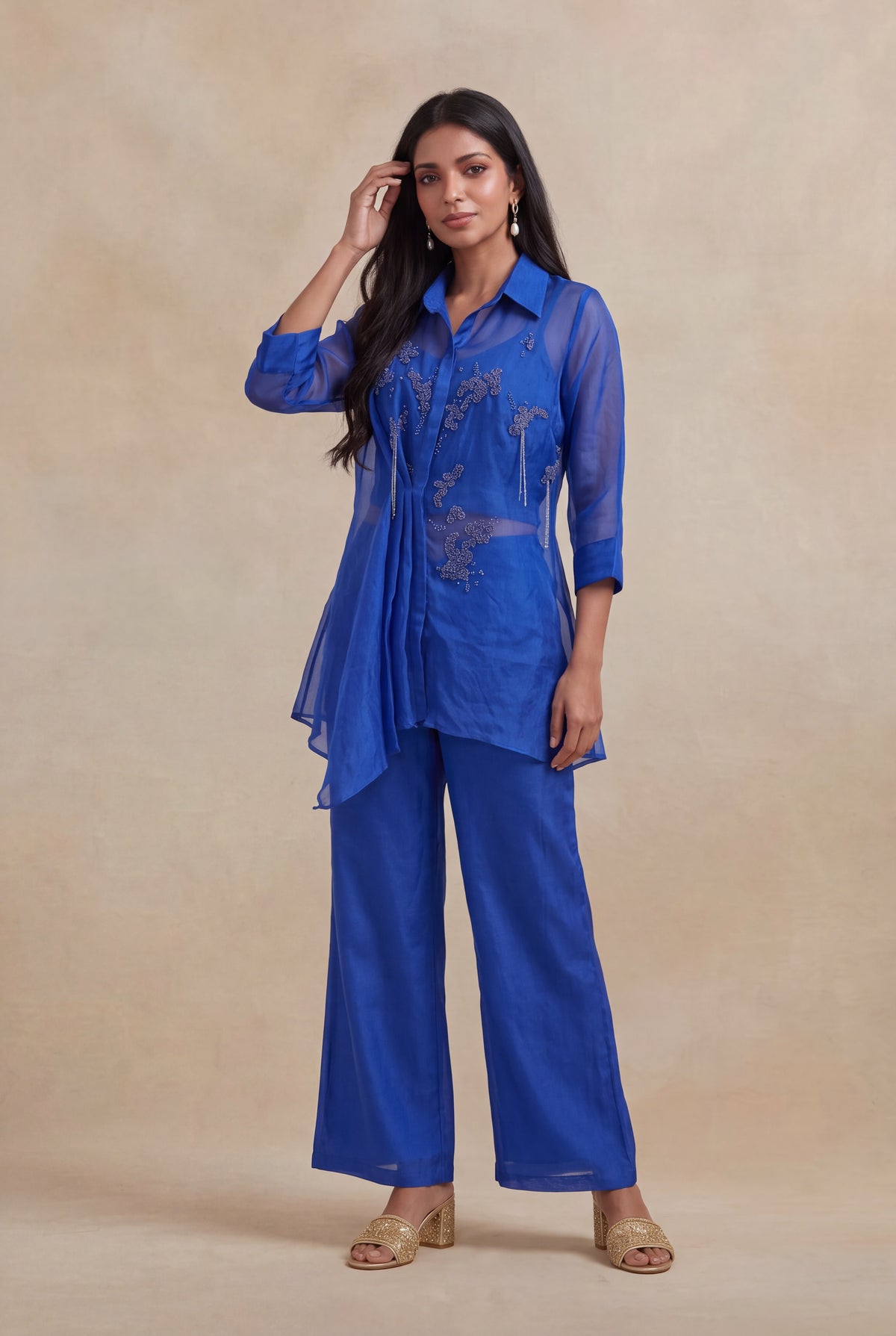 Royal Blue Organza Co-ord Set