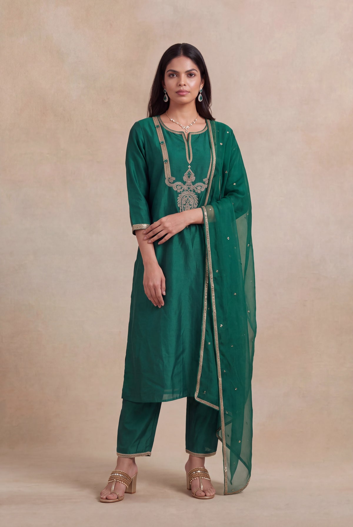 Emerald Green Silk Salwar Set