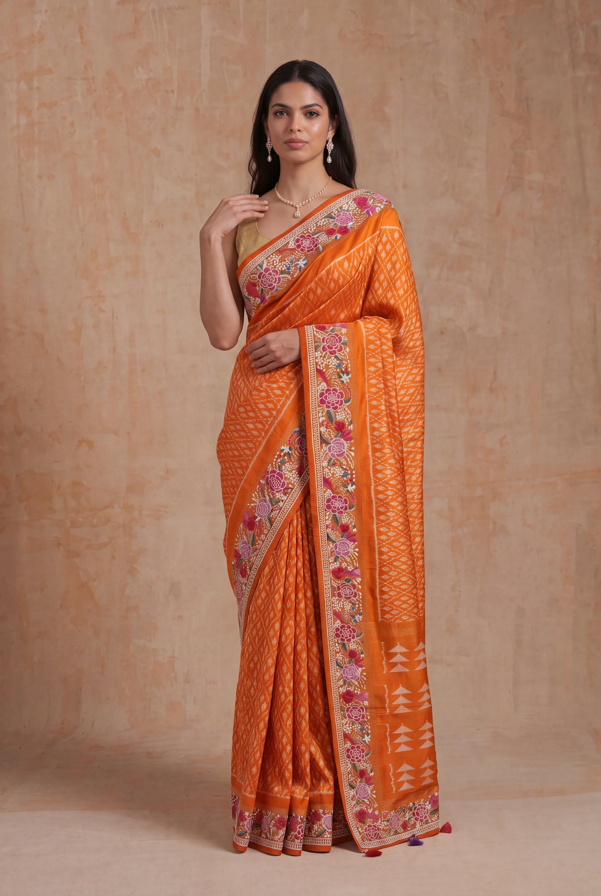 Orange Patola Silk Saree
