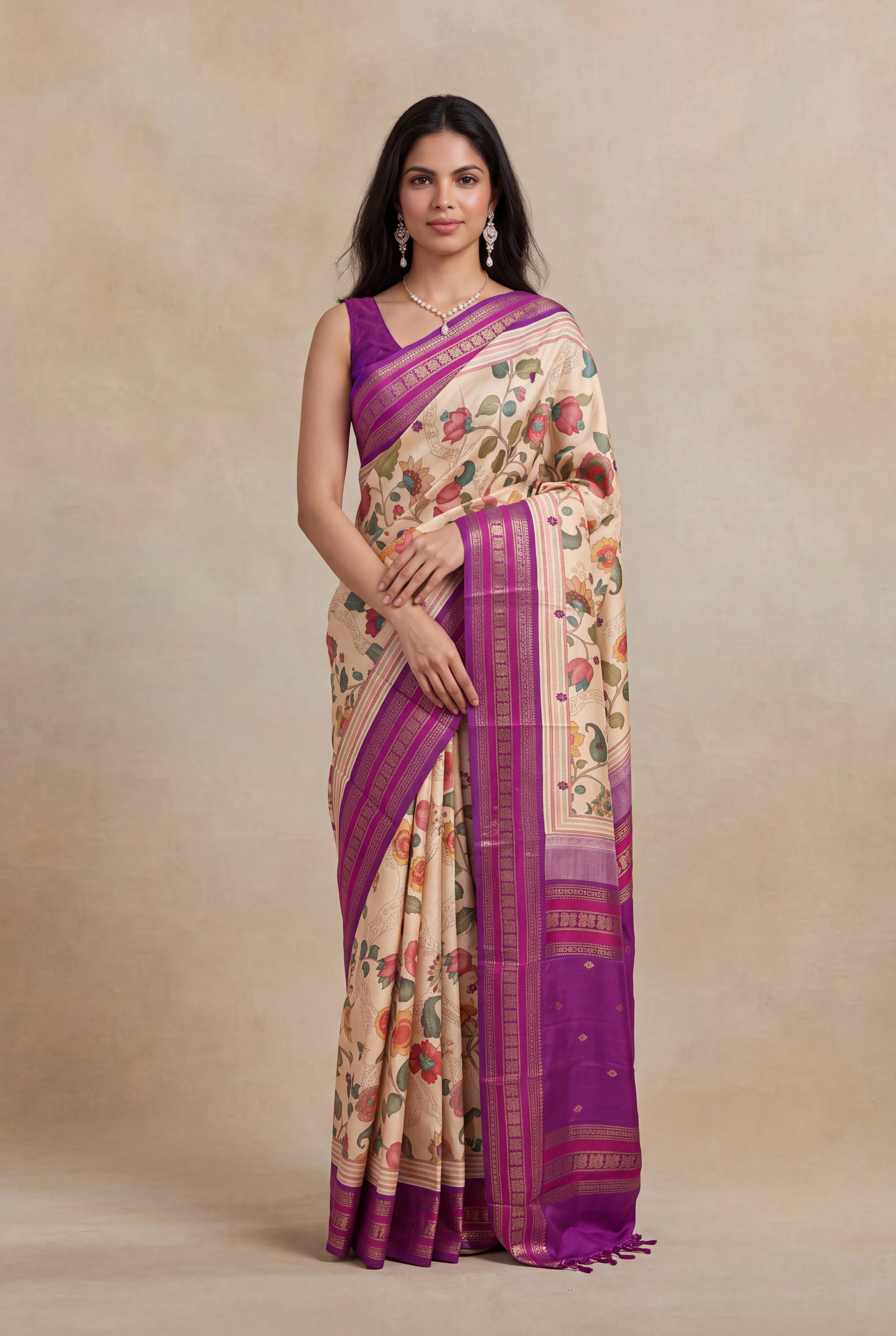 Light Peach Kanchivaram Silk Saree