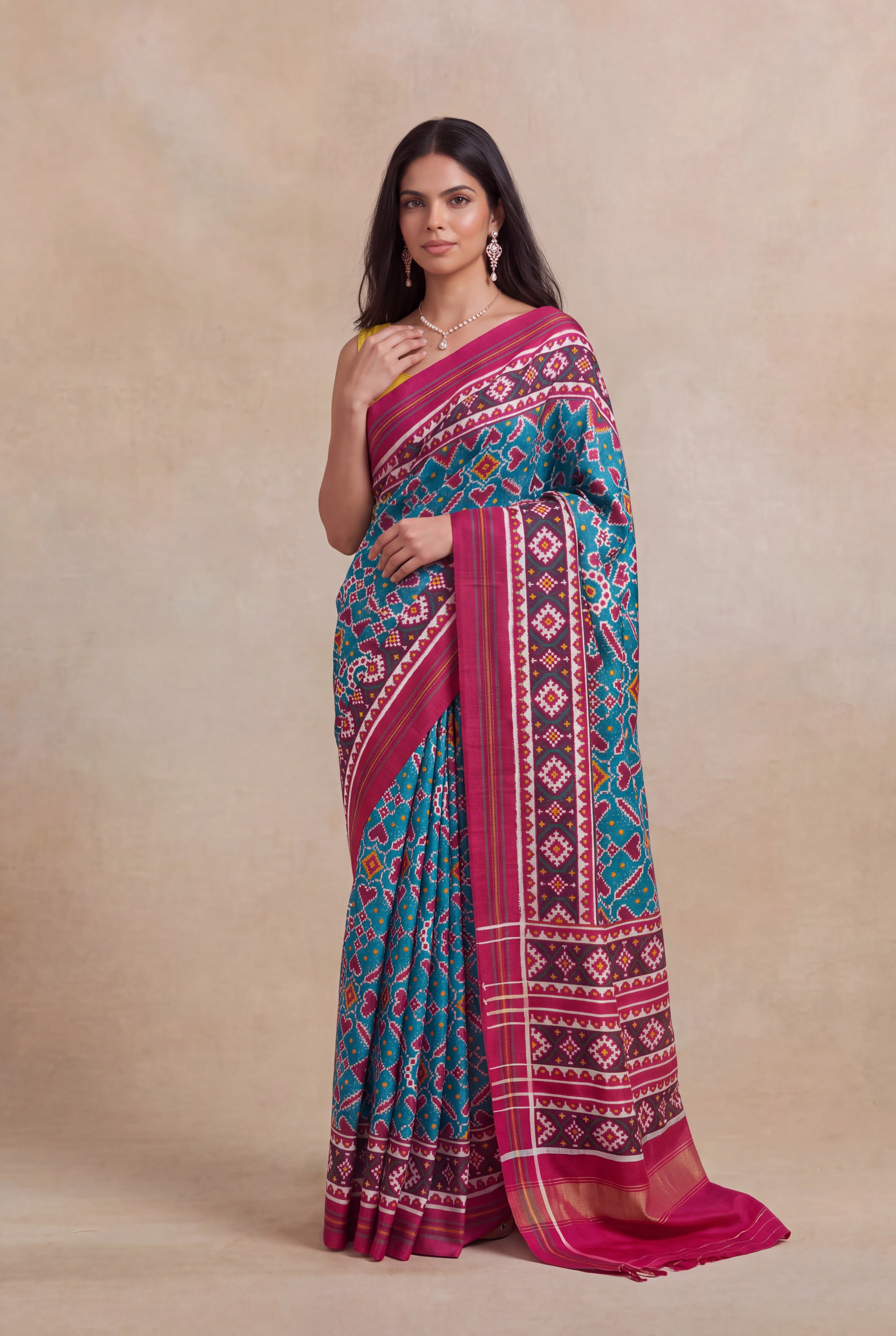 Turquoise Blue Pattan Patola Silk Saree